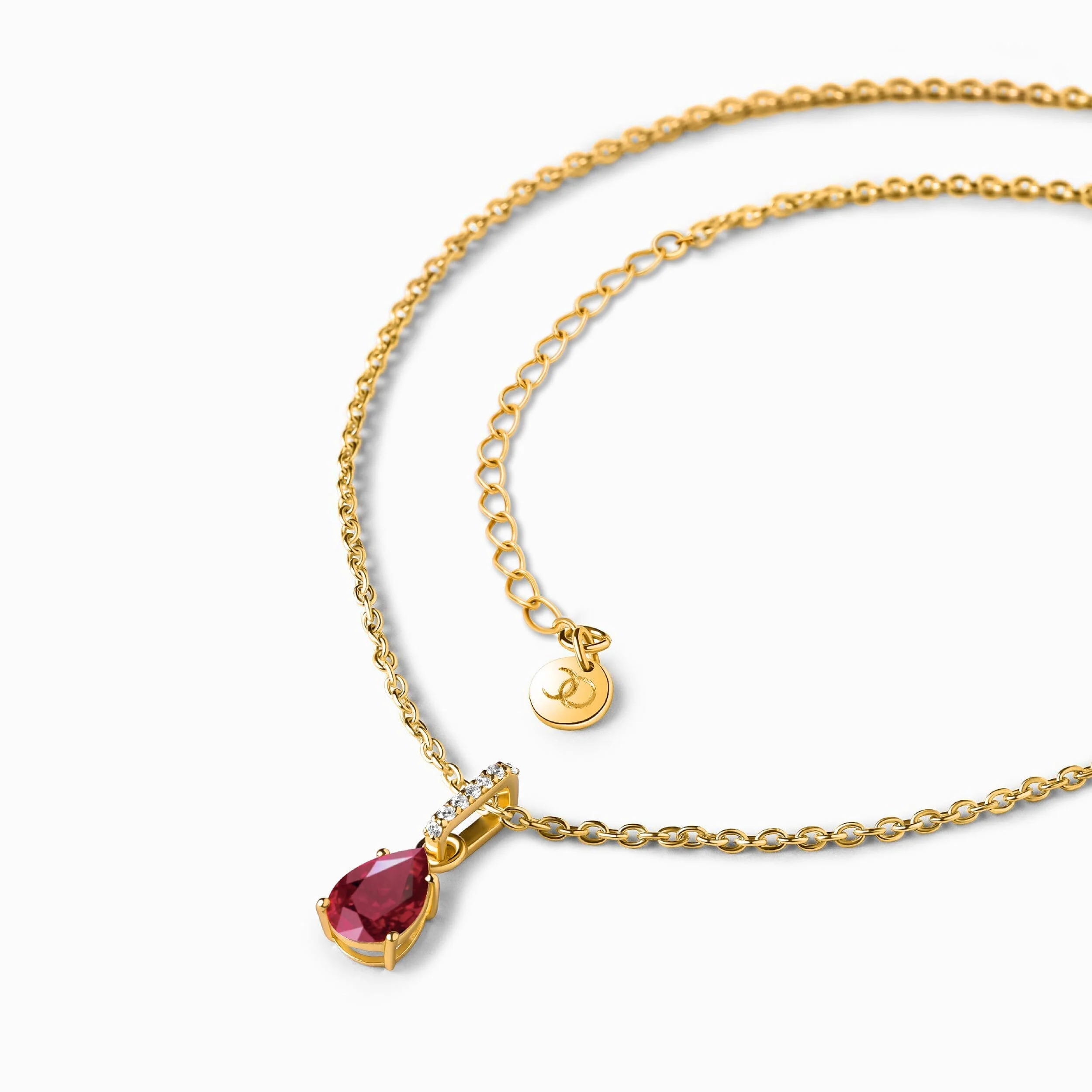 Fine Ruby Lab Diamond Necklace Sway - July Birthstone - Image 16