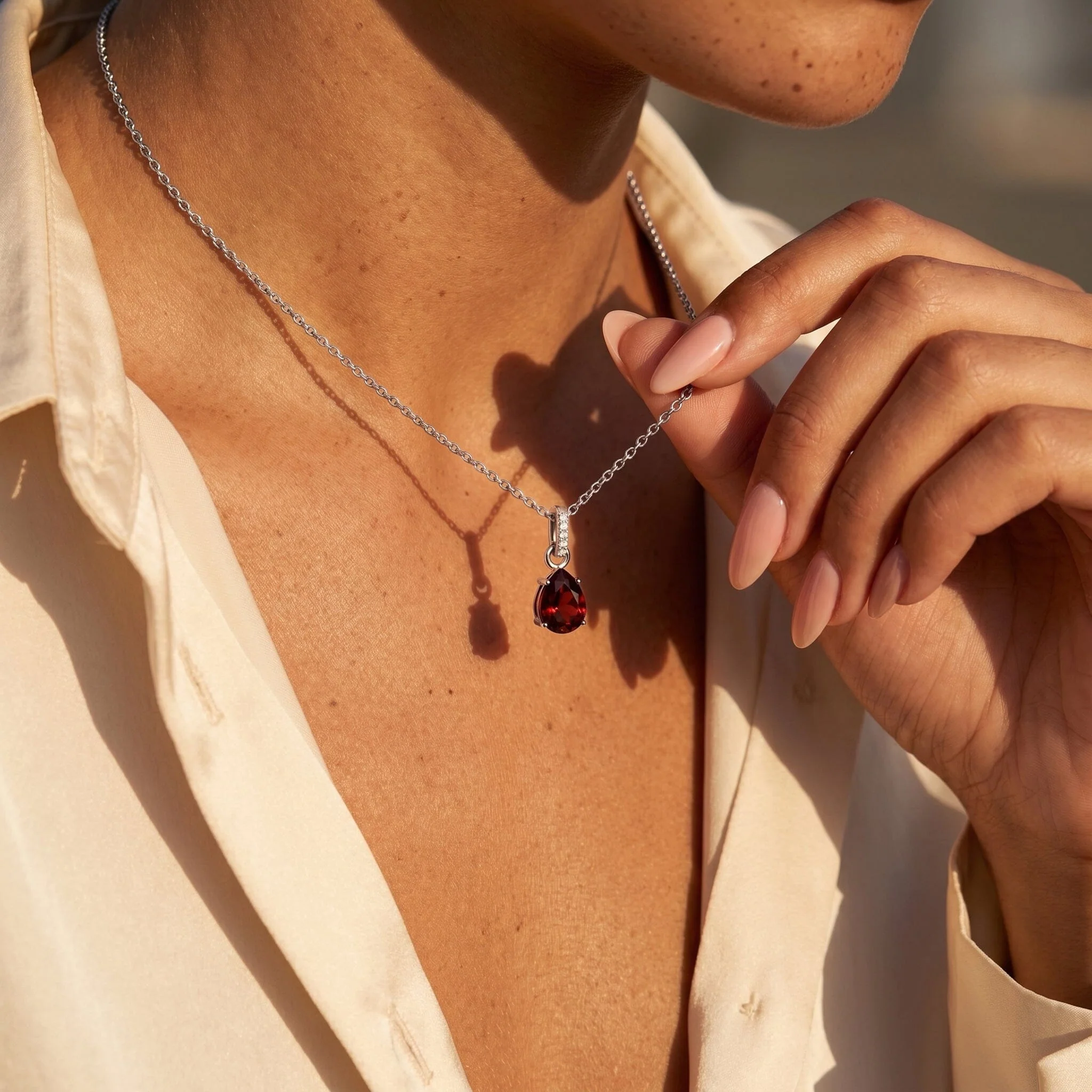 Garnet Necklace Sway - January Birthstone - Image 2