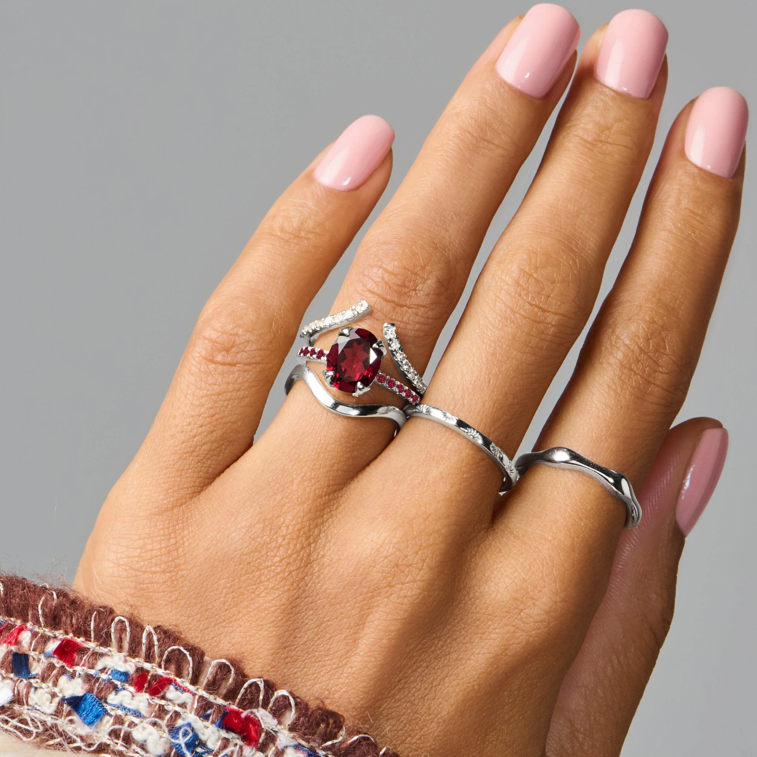 Garnet Ruby Harlow & Waves Rings - Image 10