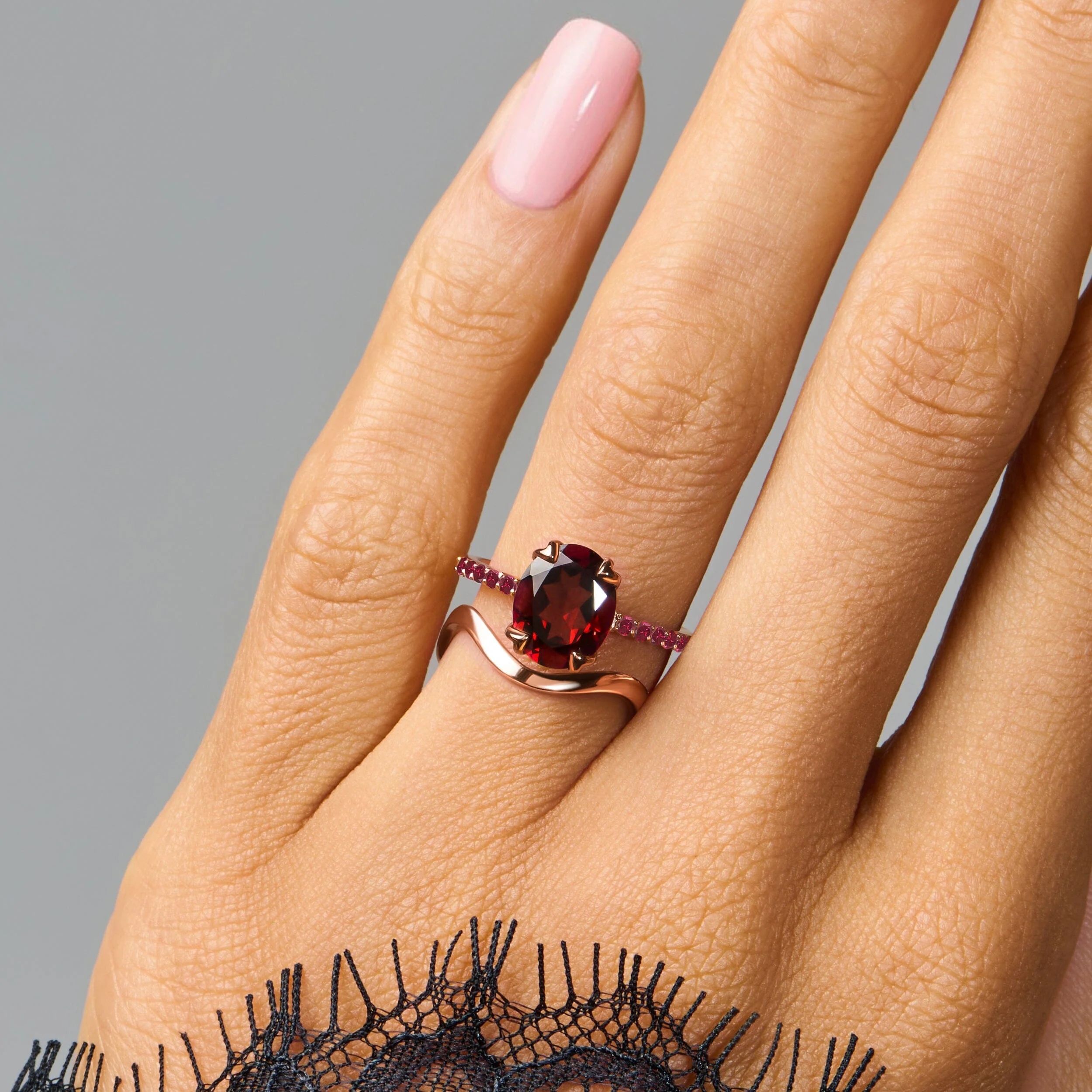 Garnet Ruby Harlow & Waves Rings - Image 4