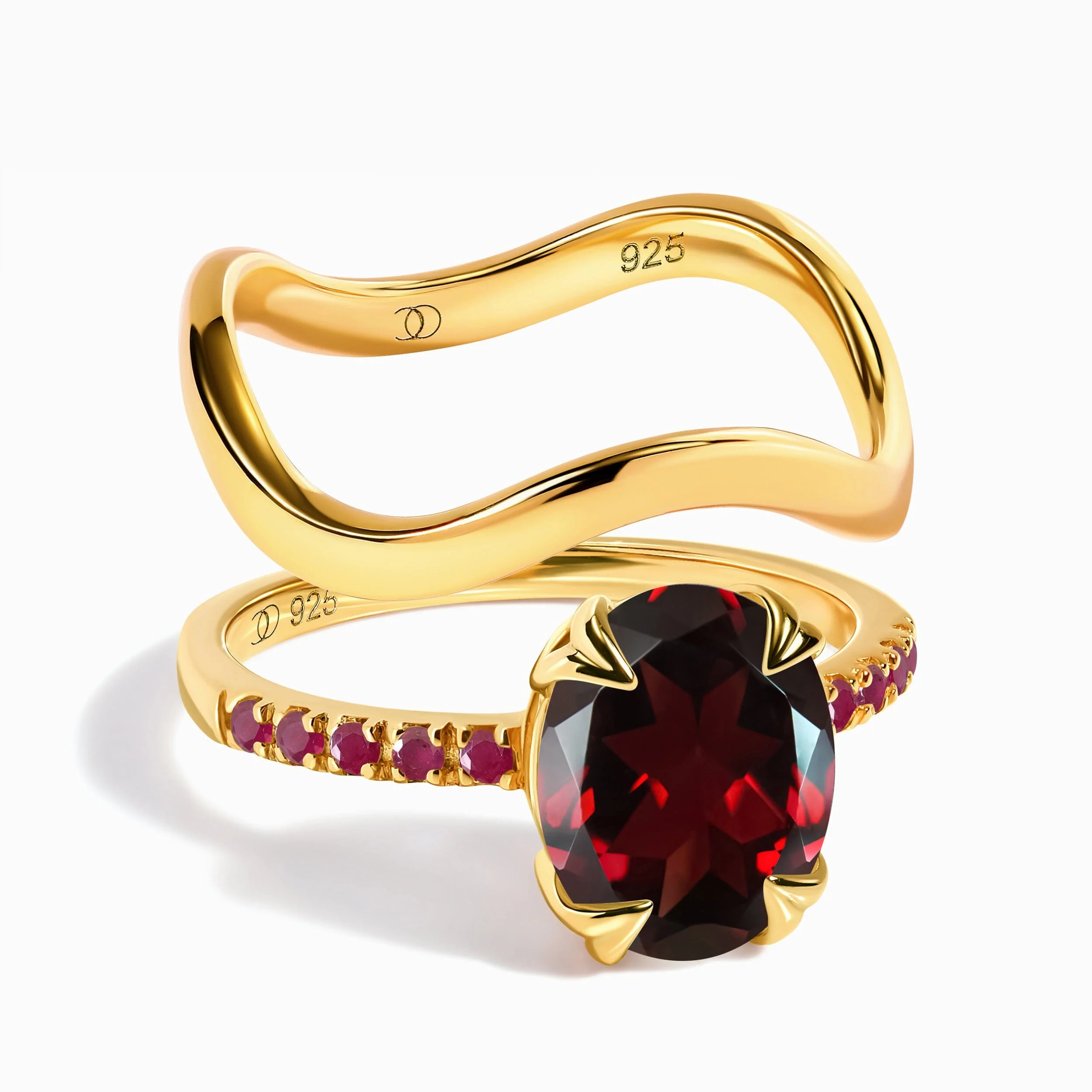Garnet Ruby Harlow & Waves Rings - Image 5