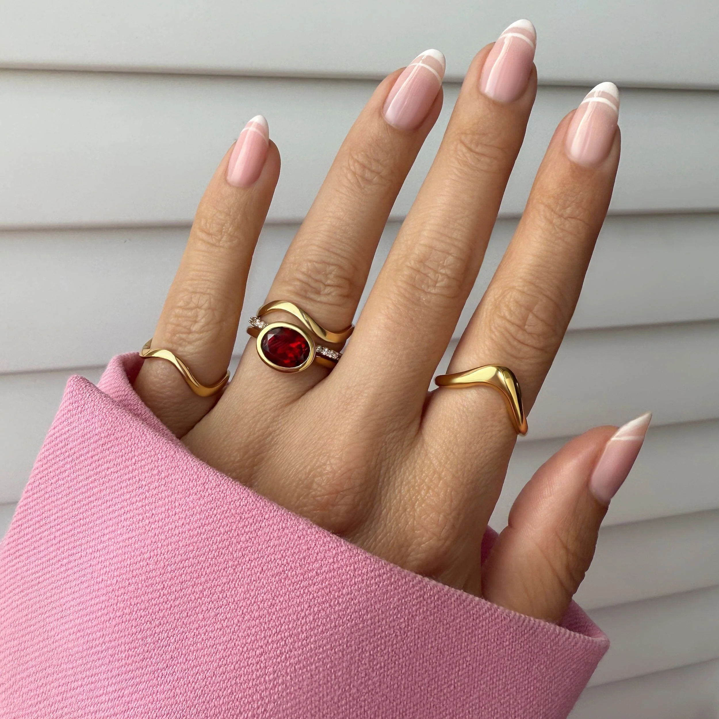 Garnet Skin-Touch & Twinkling & Waves Rings - Image 18