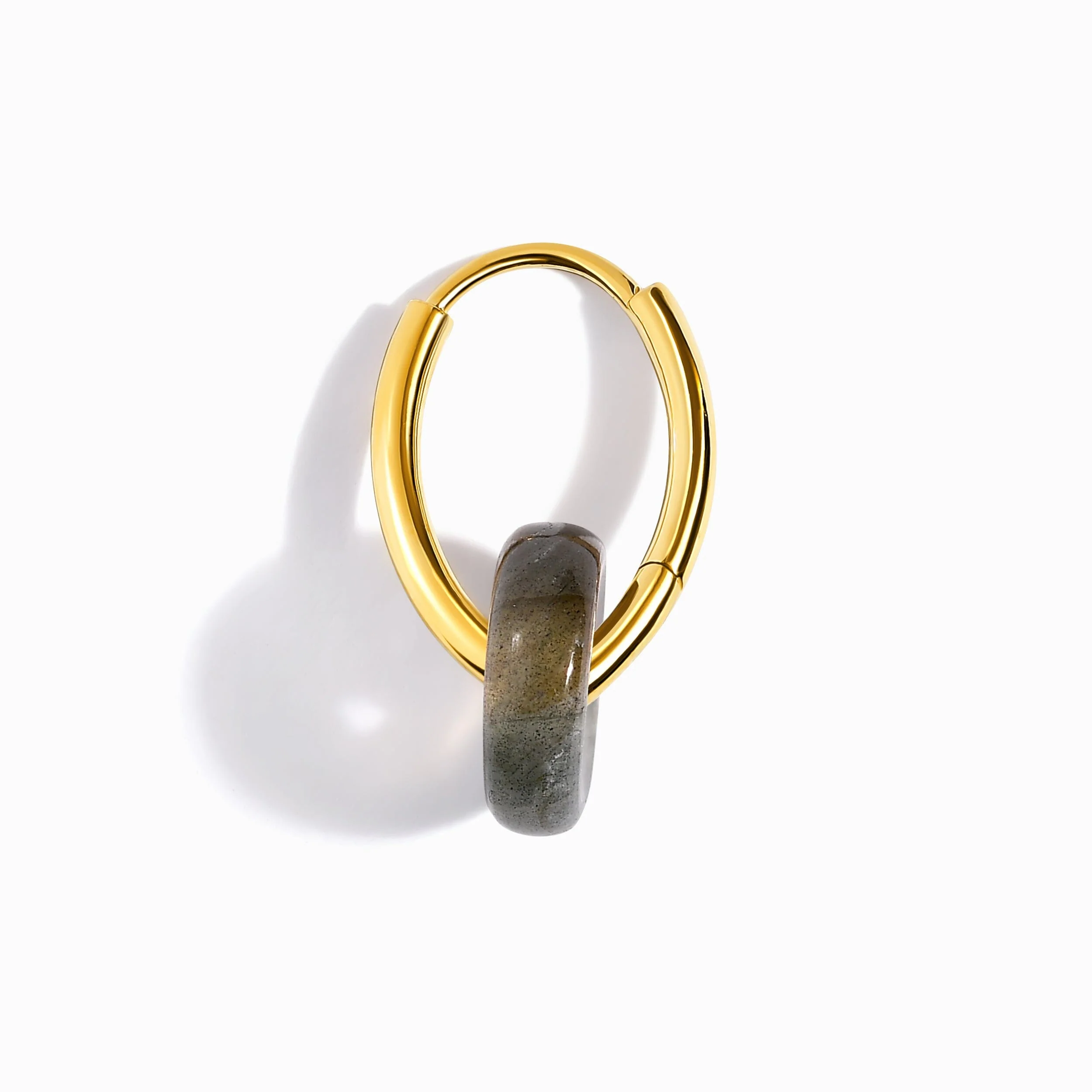 Labradorite Earrings - Circle Hoops - Image 13