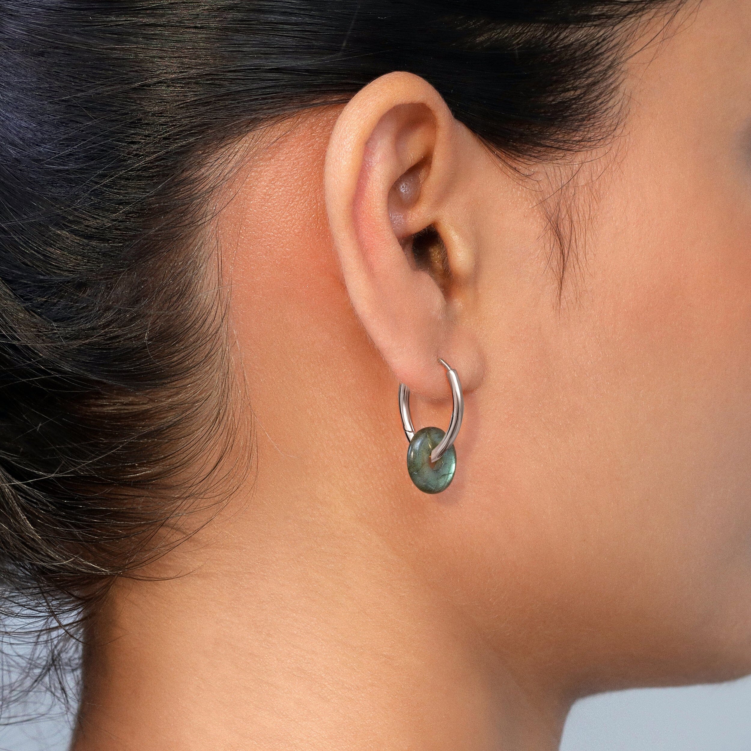 Labradorite Earrings - Circle Hoops - Image 16