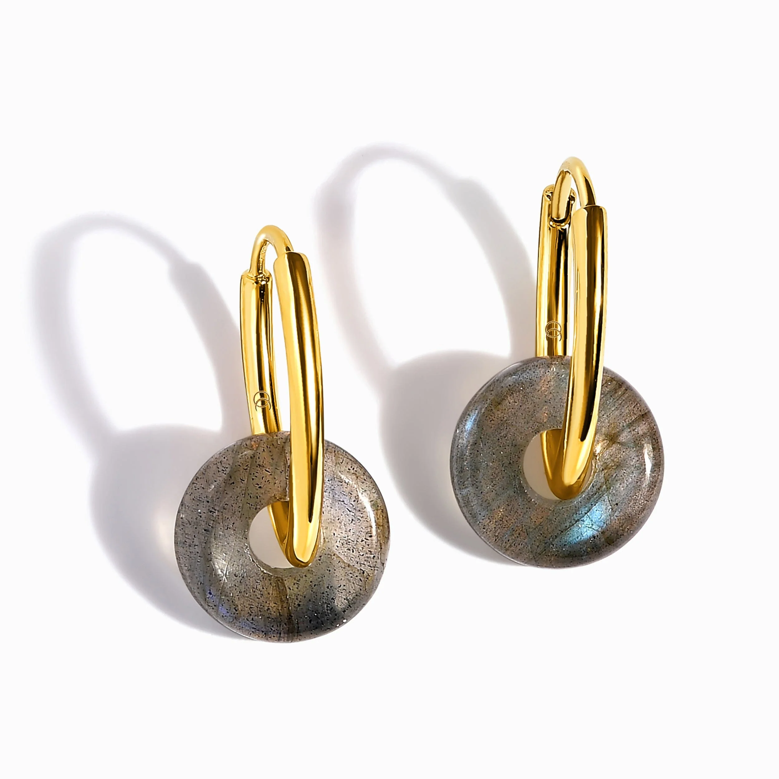 Labradorite Earrings - Circle Hoops - Image 7