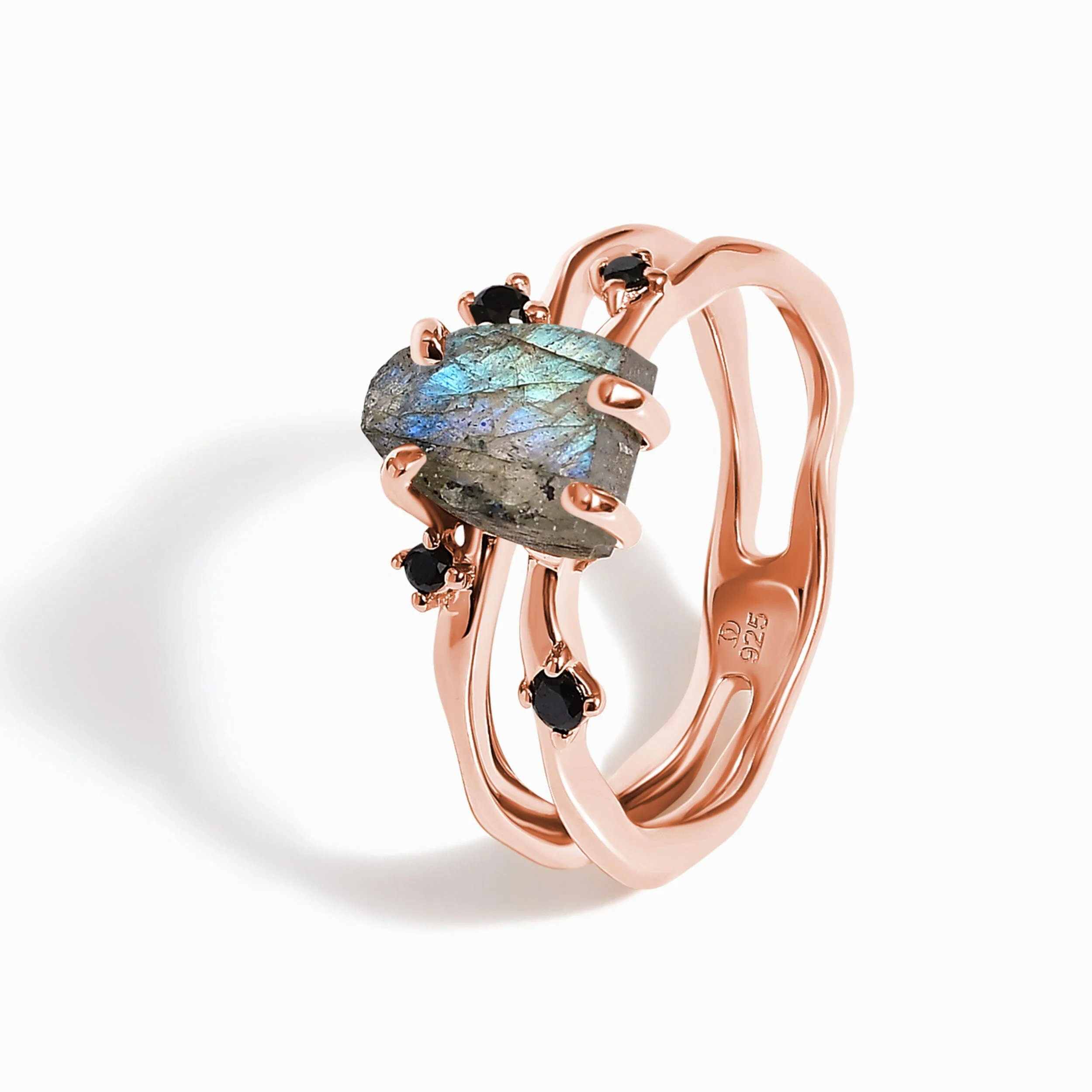 Labradorite Flow Ring & Black Onyx Stardust Band - Image 12