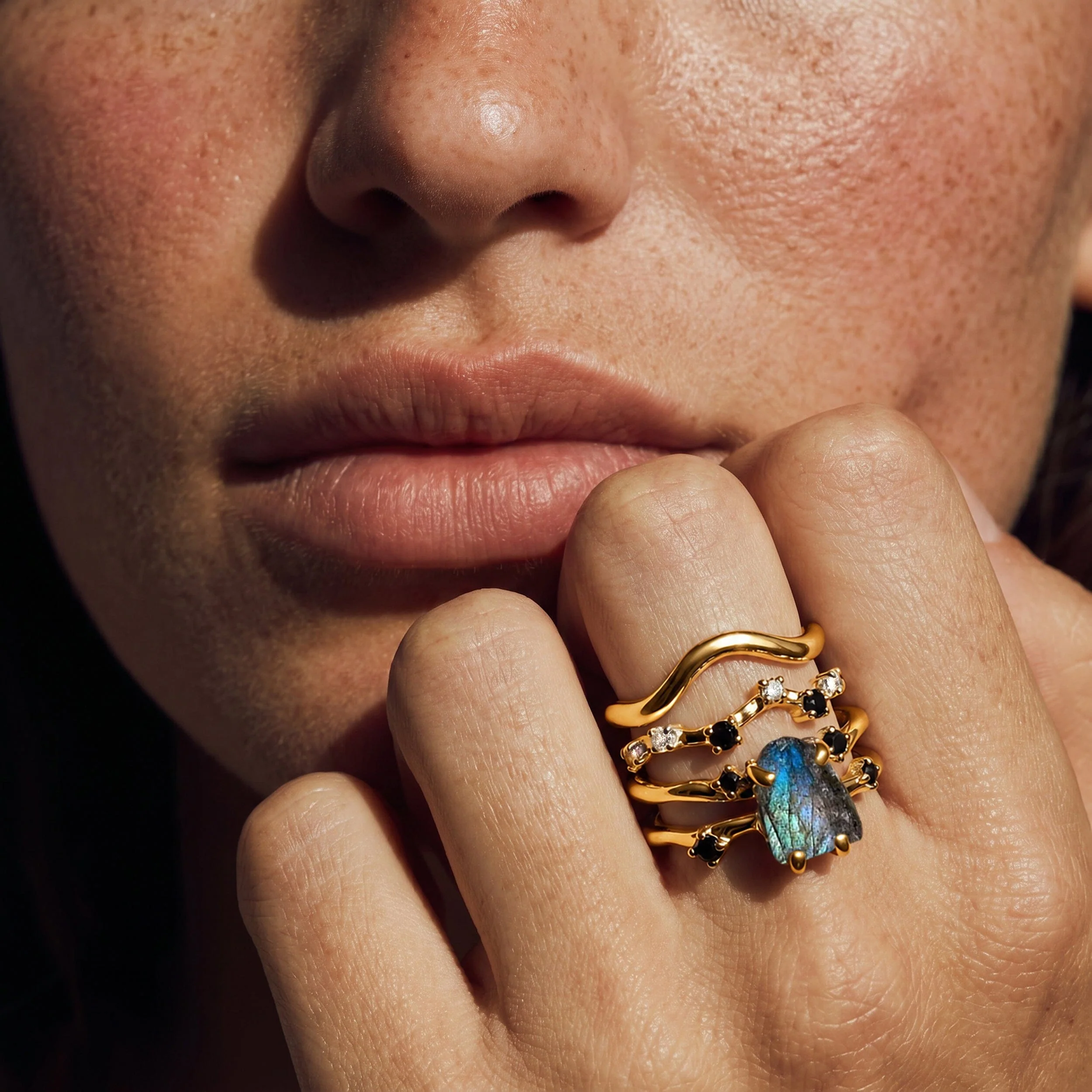 Labradorite Flow & Stardust & Waves Rings - Image 5