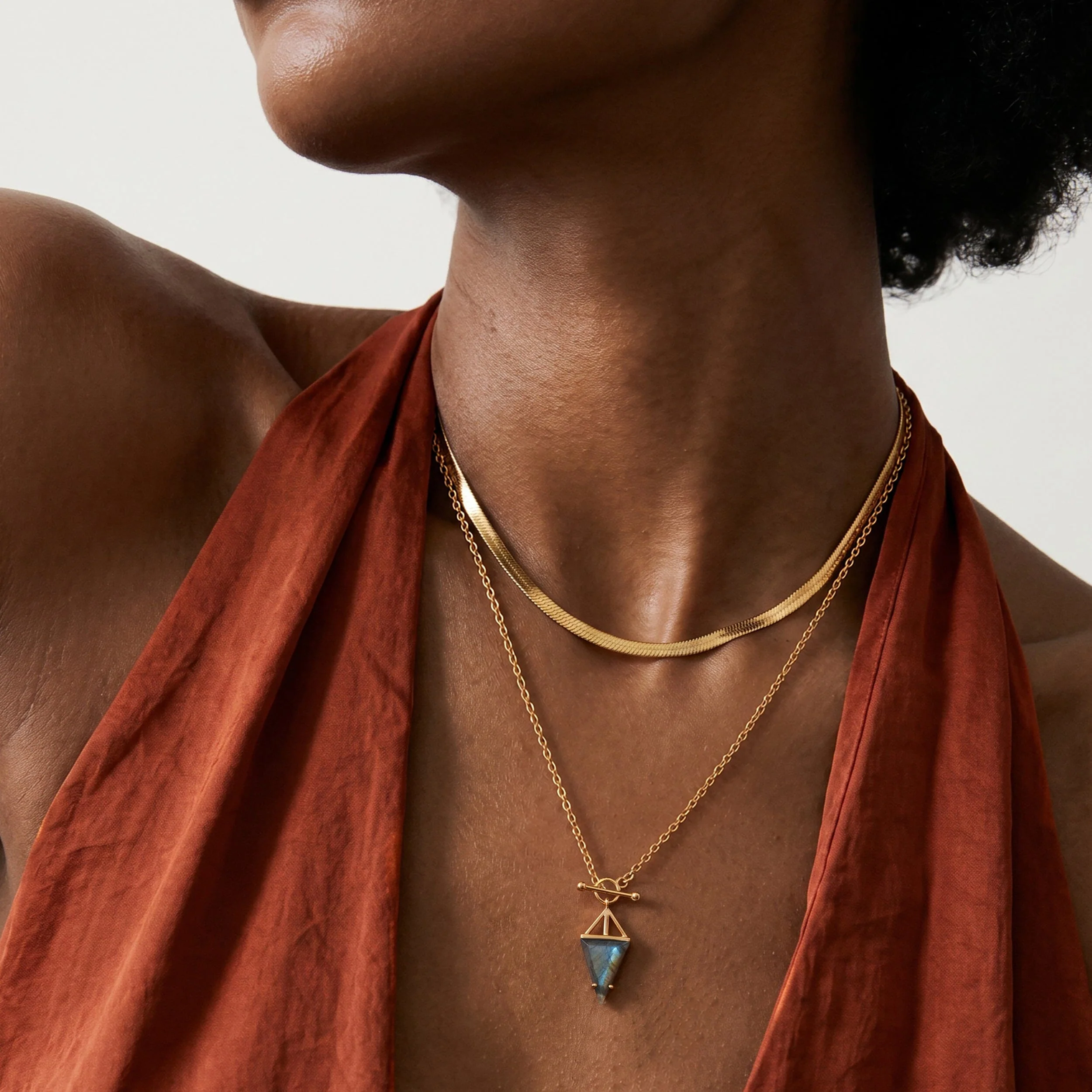 Labradorite Heroine T-Lock Necklace & Herringbone Chain - Image 6