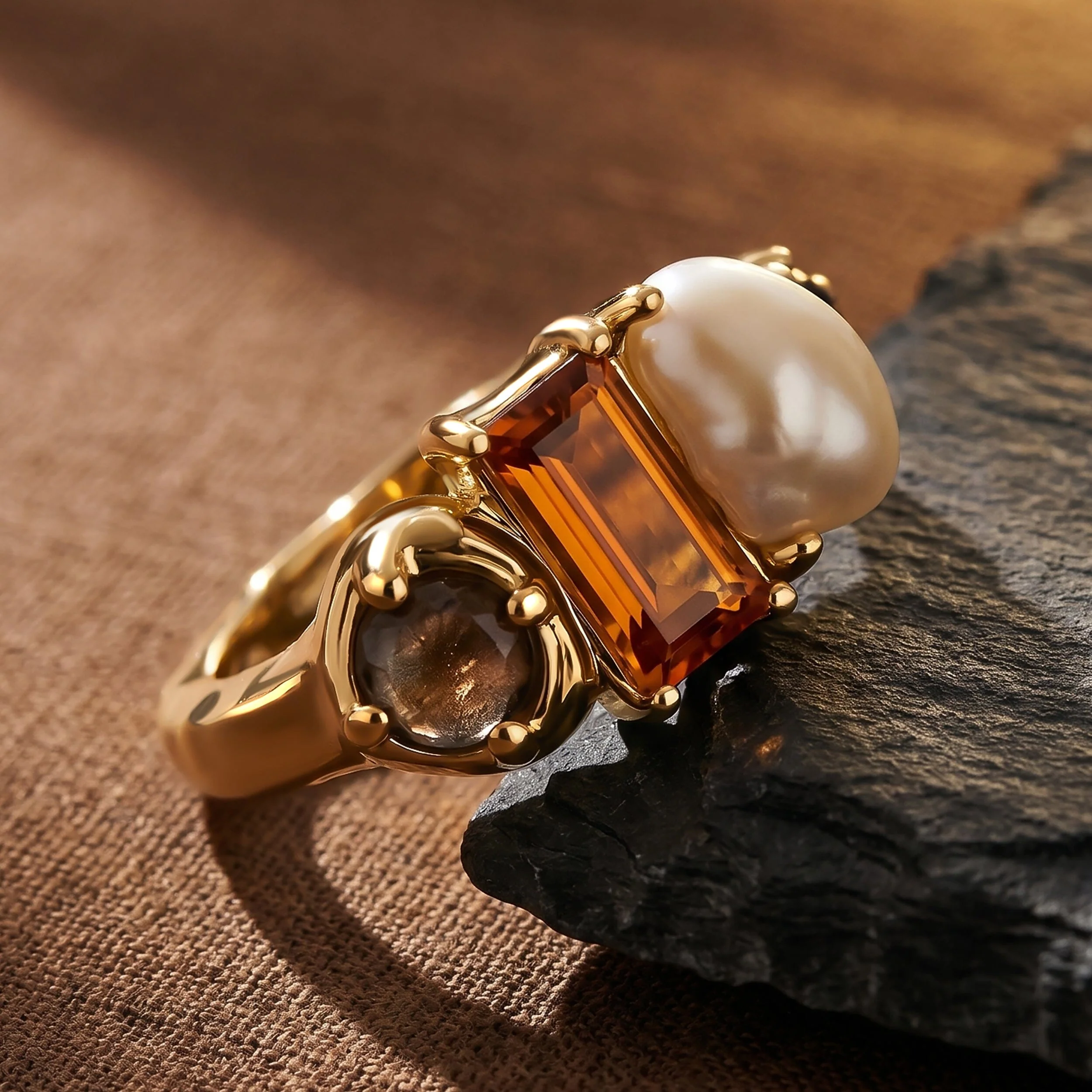 Madeira Citrine Pearl Ring - Treasure - Image 23