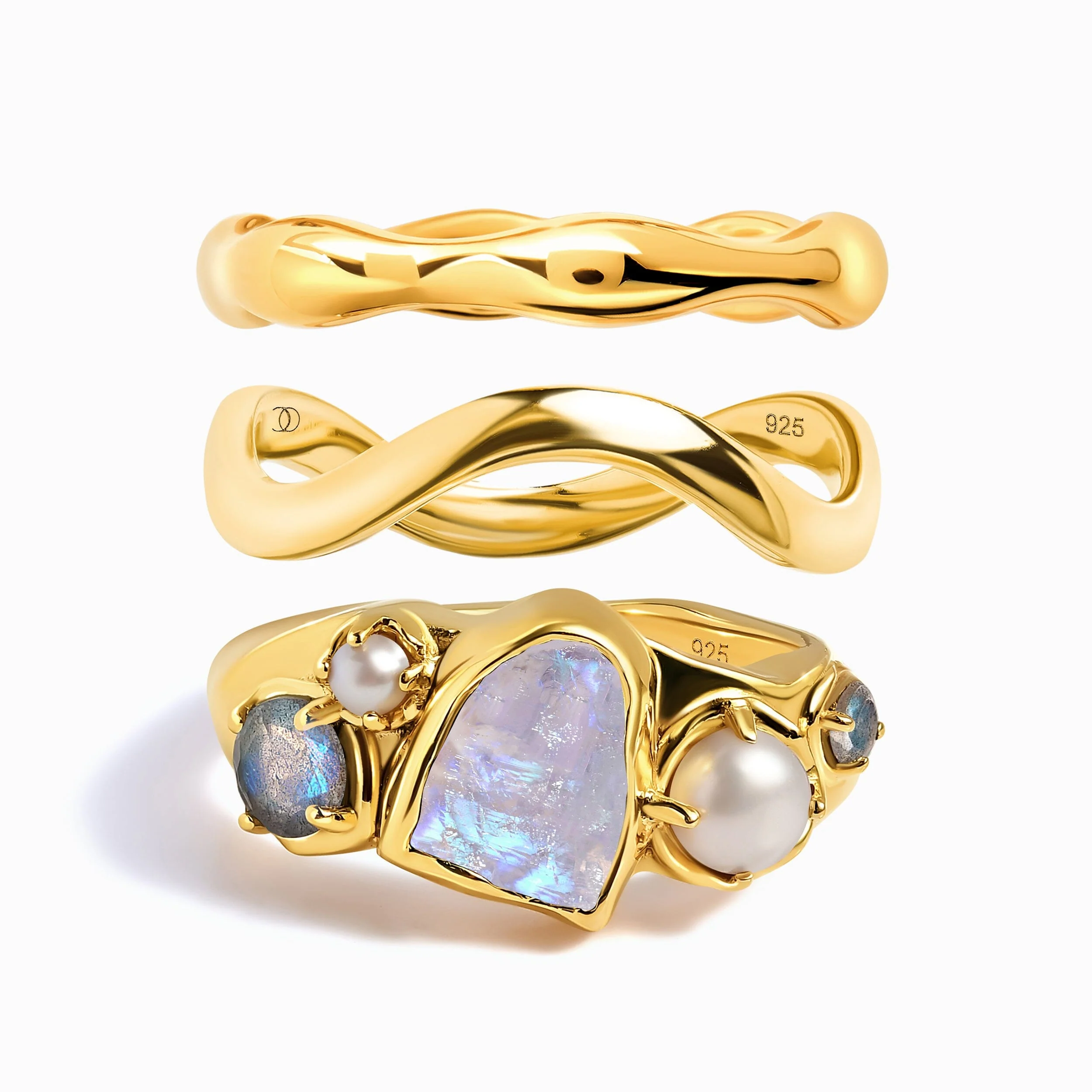 Moonstone Heirloom & Magma & Waves Rings - Image 3