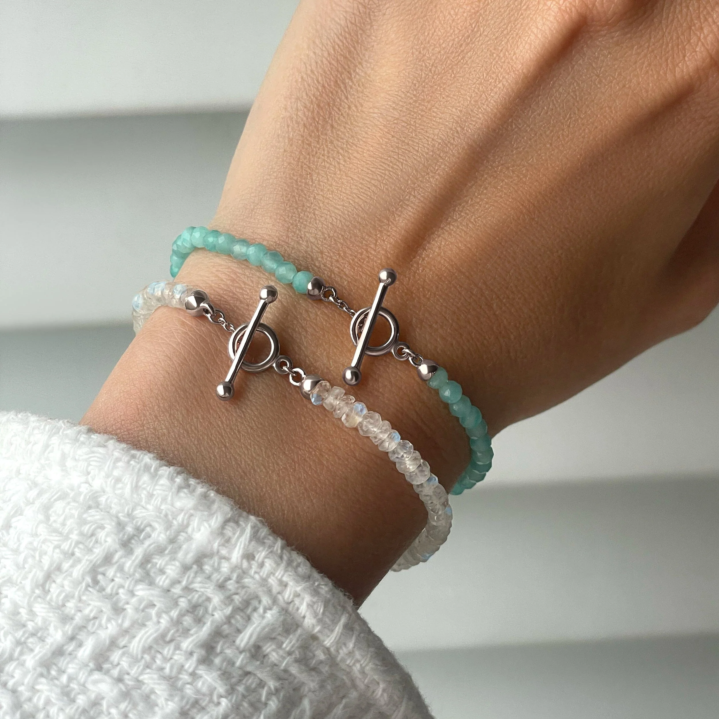 Moonstone & Amazonite Bracelet Stack - Abundance - Image 2