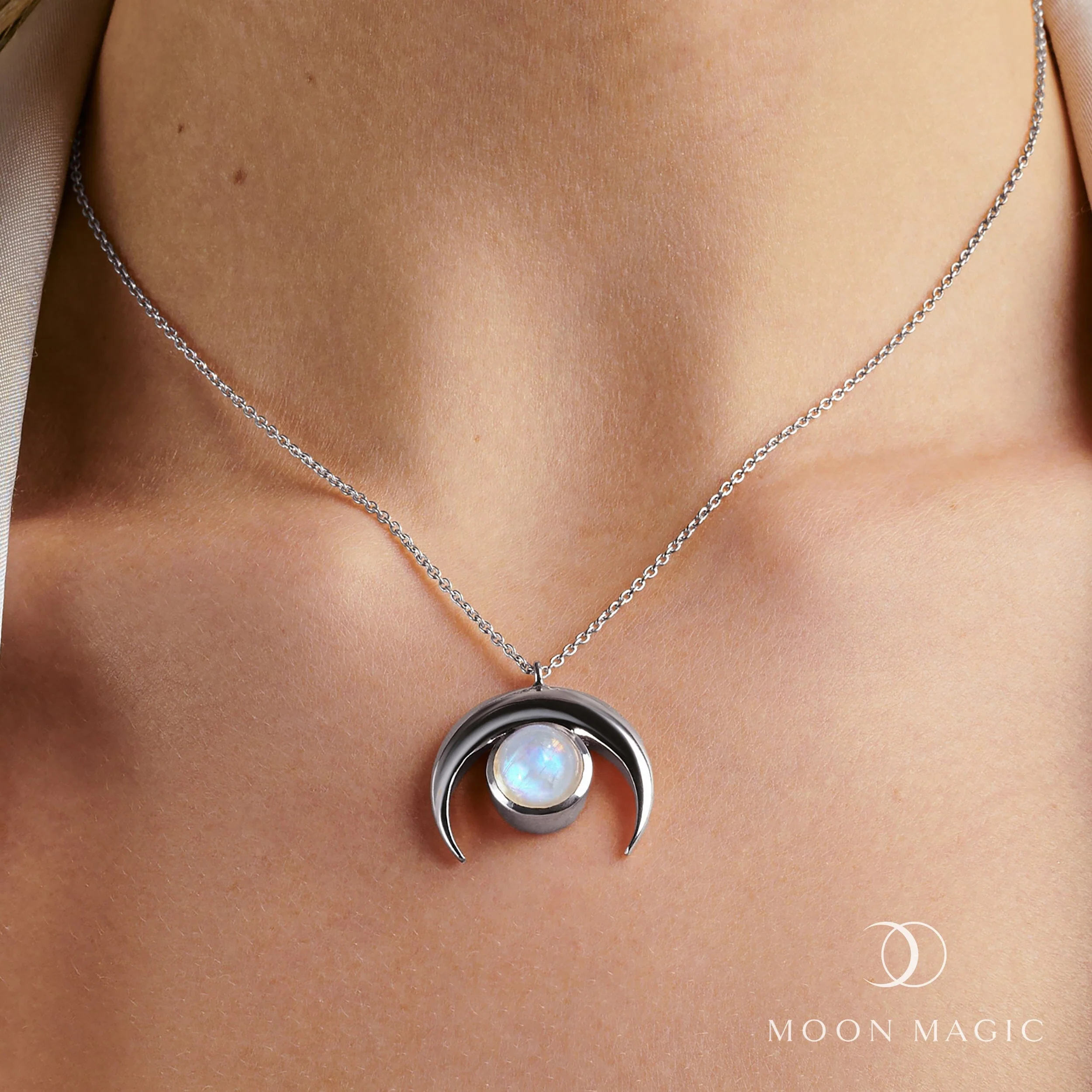 Moonstone Necklace - Crescent Moon - Image 2