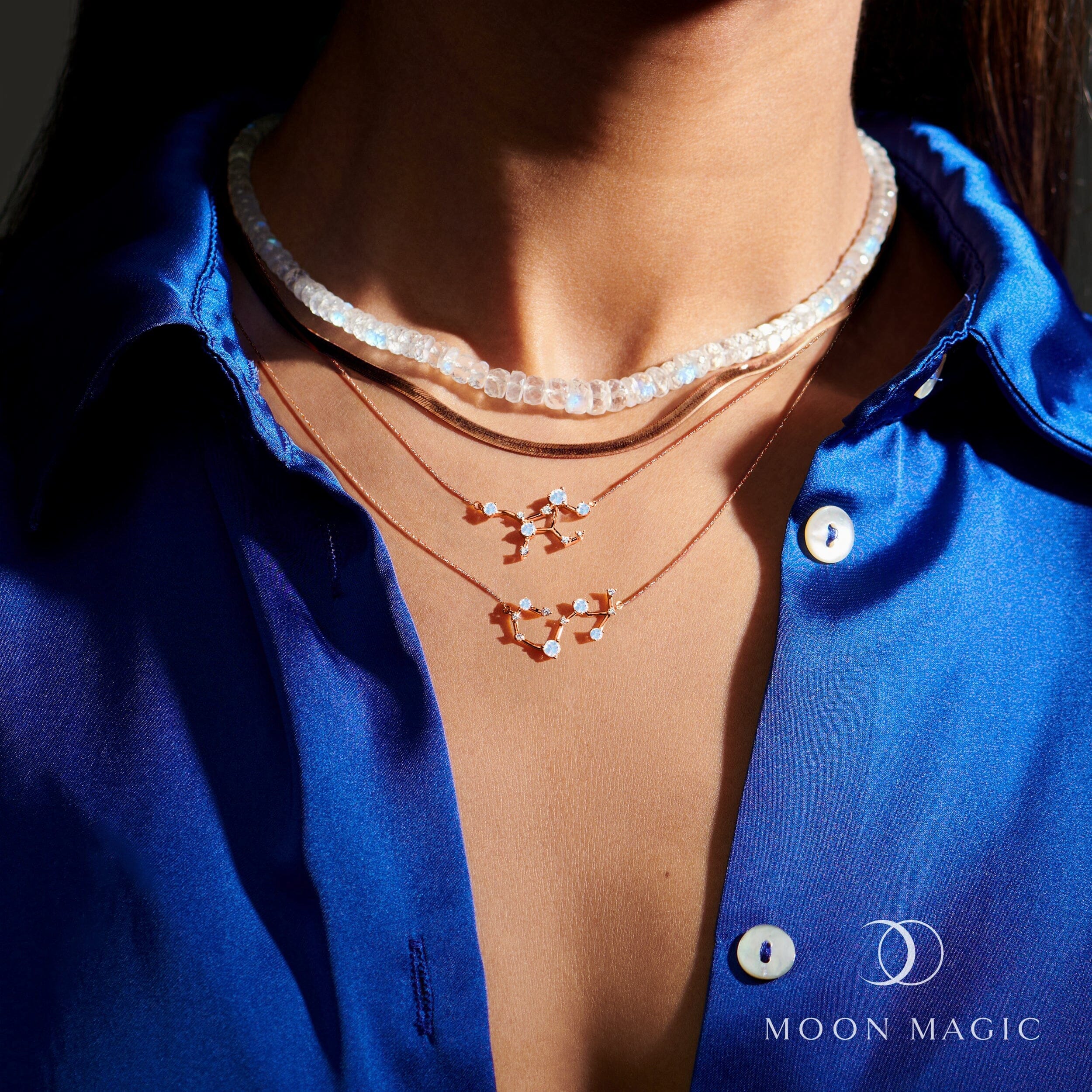 Moonstone Diamond Necklace - Scorpio Zodiac Constellation - Image 13