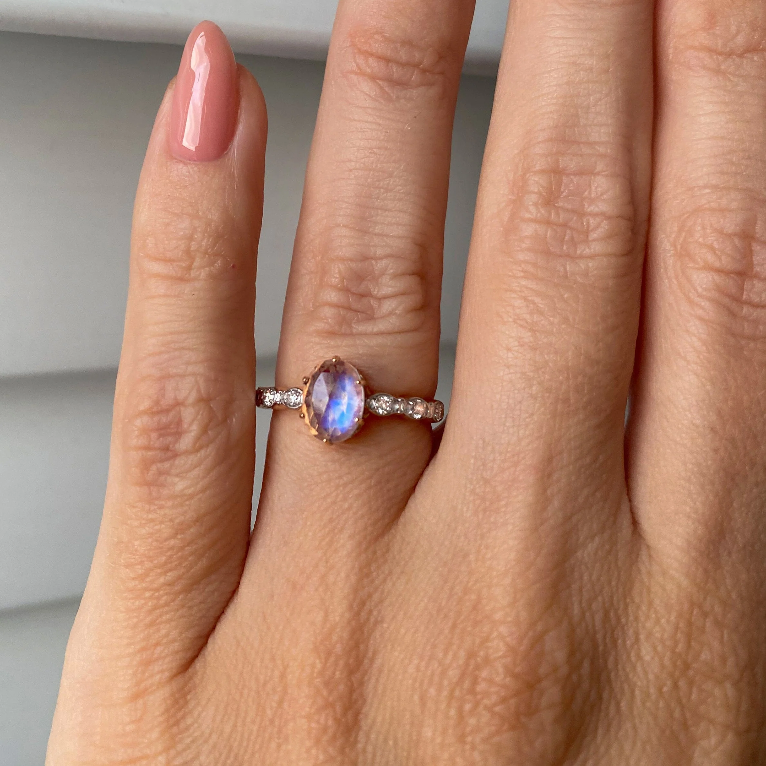 Moonstone Lab Diamond Ring - Mirth - Image 2