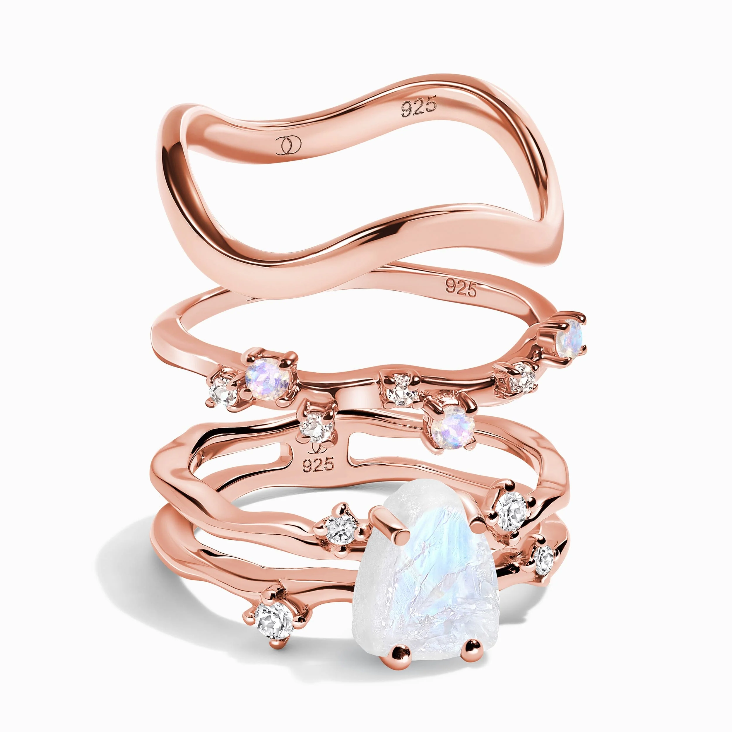 Moonstone Flow & Stardust & Waves Rings - Image 3