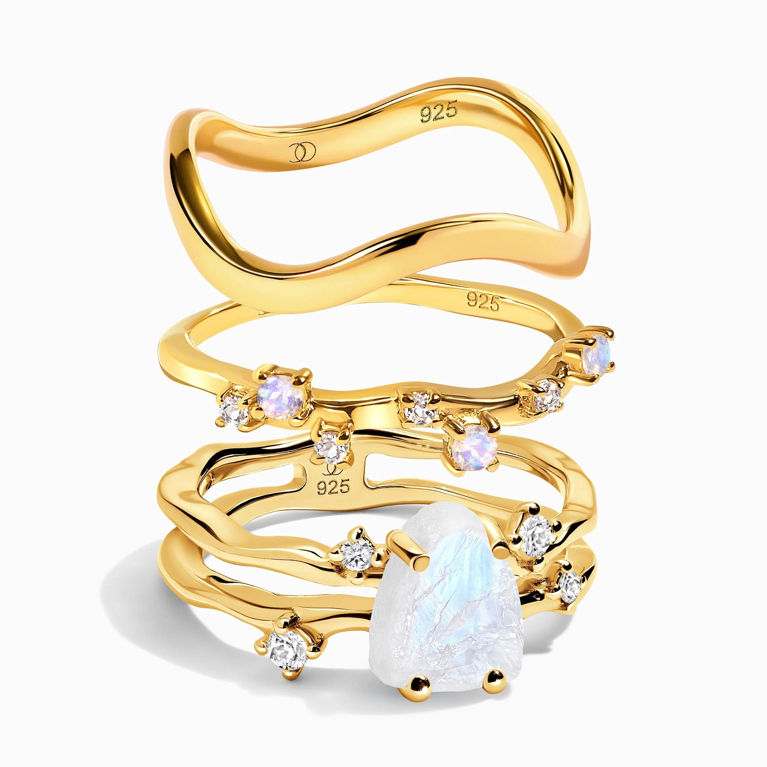 Moonstone Flow & Stardust & Waves Rings - Image 5