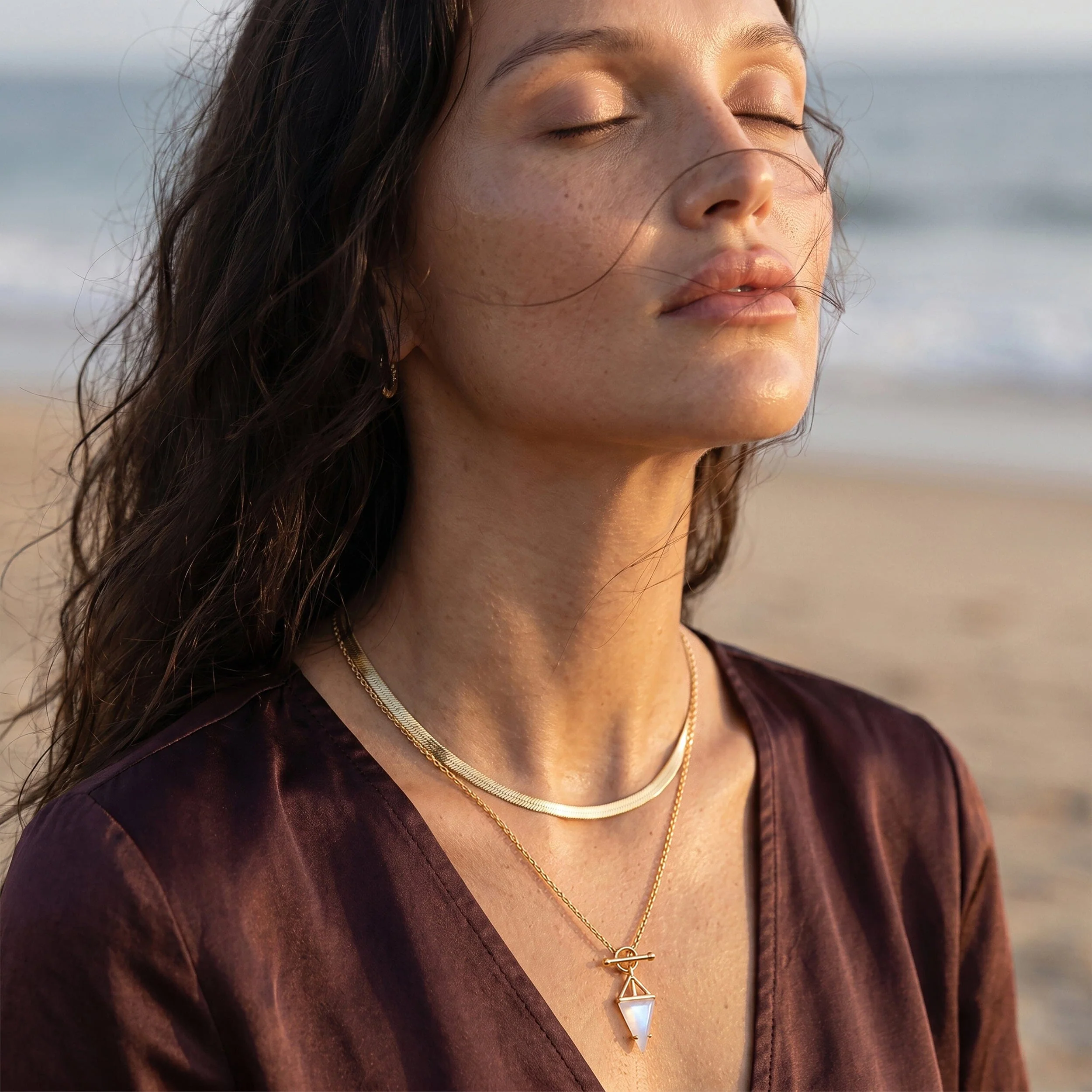 Moonstone Heroine T-Lock Necklace & Herringbone Chain - Image 10