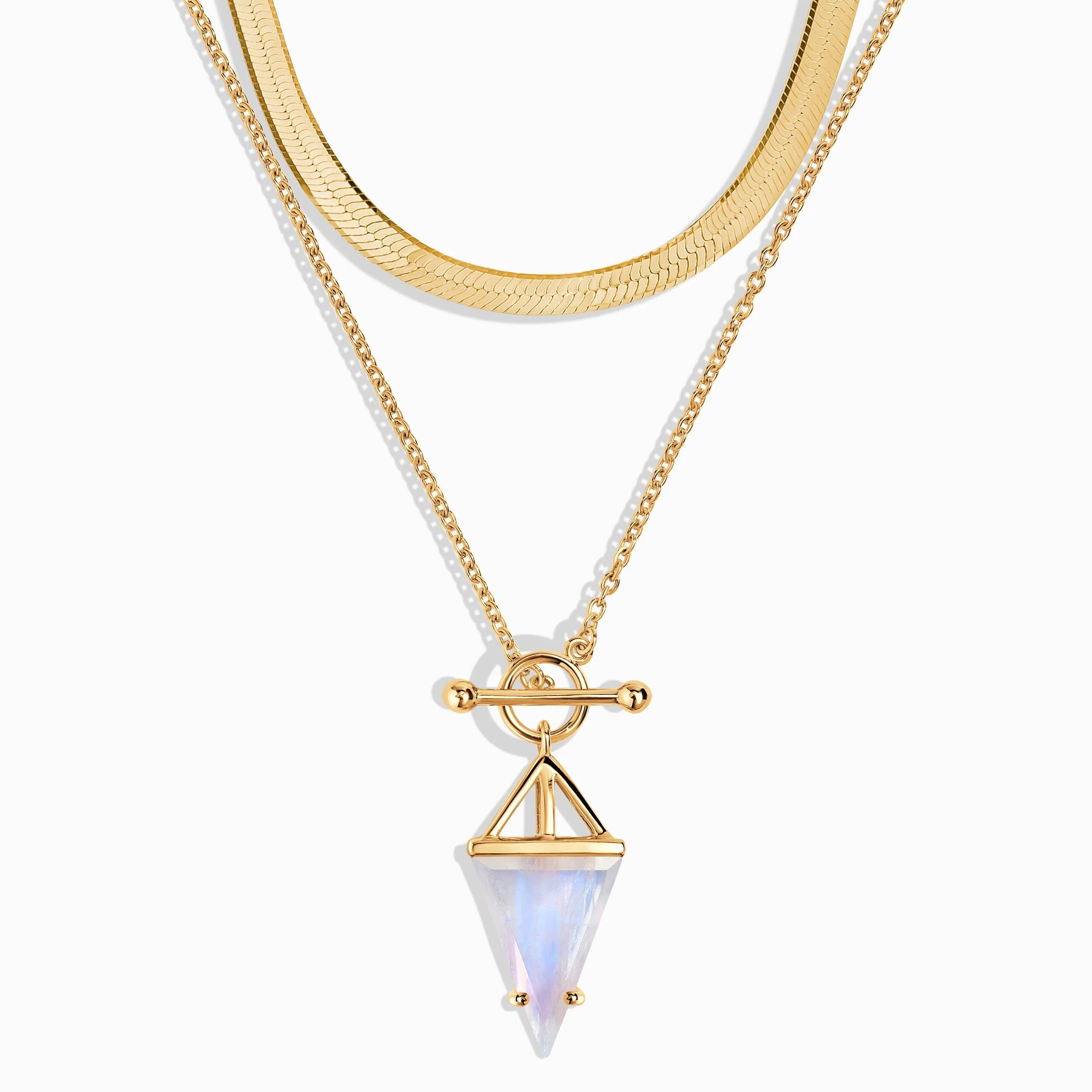 Moonstone Heroine T-Lock Necklace & Herringbone Chain - Image 5