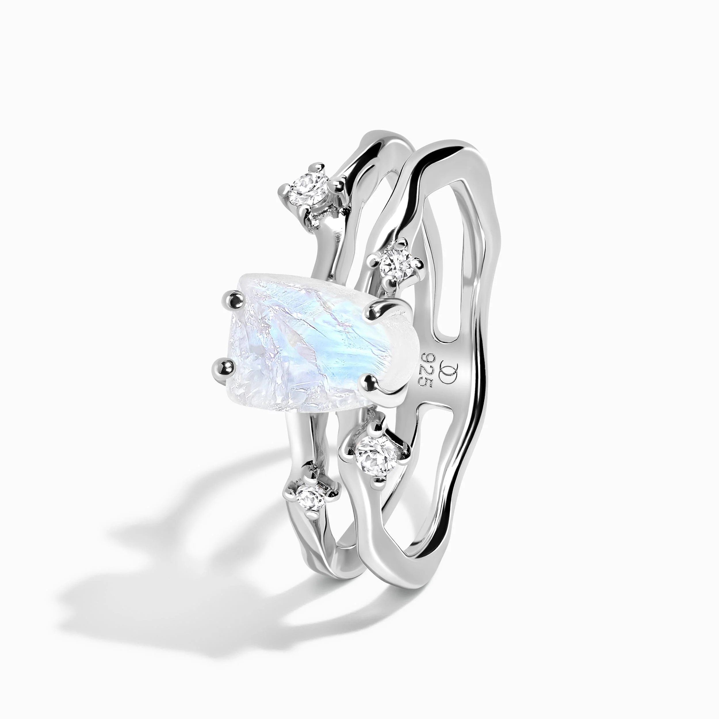 Moonstone Lab Diamond Ring - Flow - Image 15