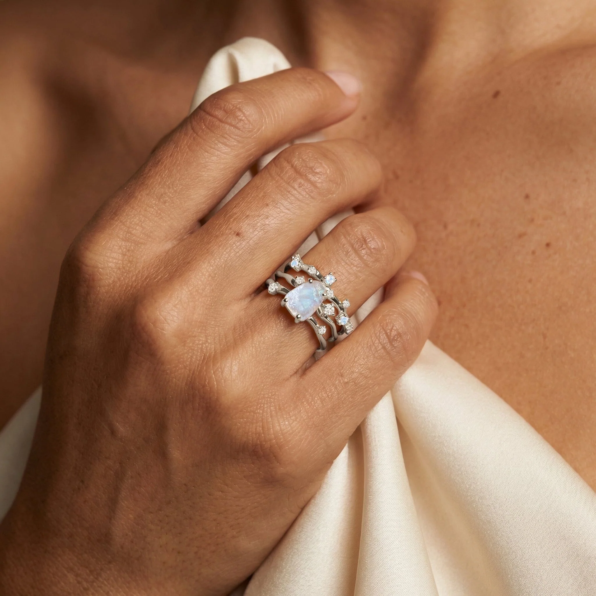 Moonstone Lab Diamond Flow & Stardust Rings - Image 12