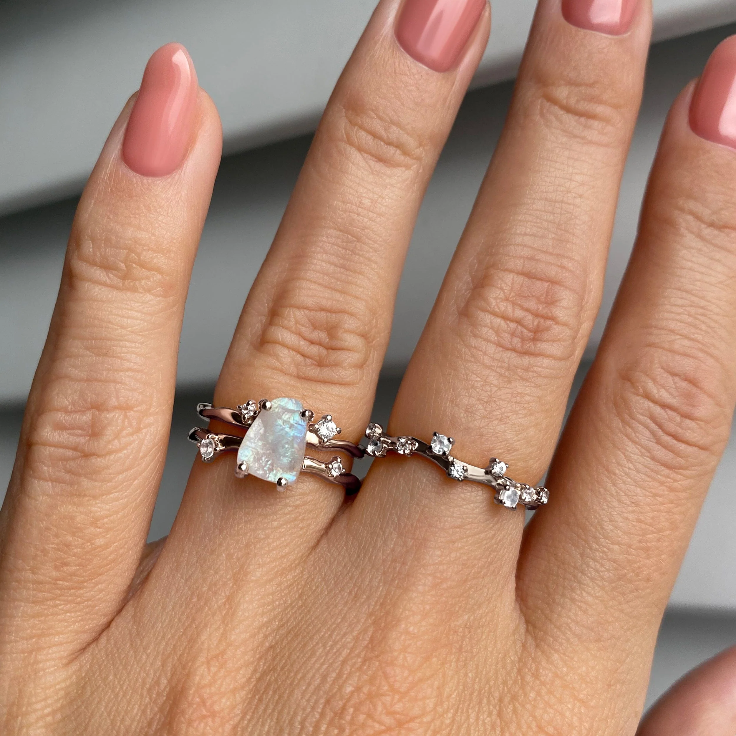 Moonstone Lab Diamond Flow & Stardust Rings - Image 13