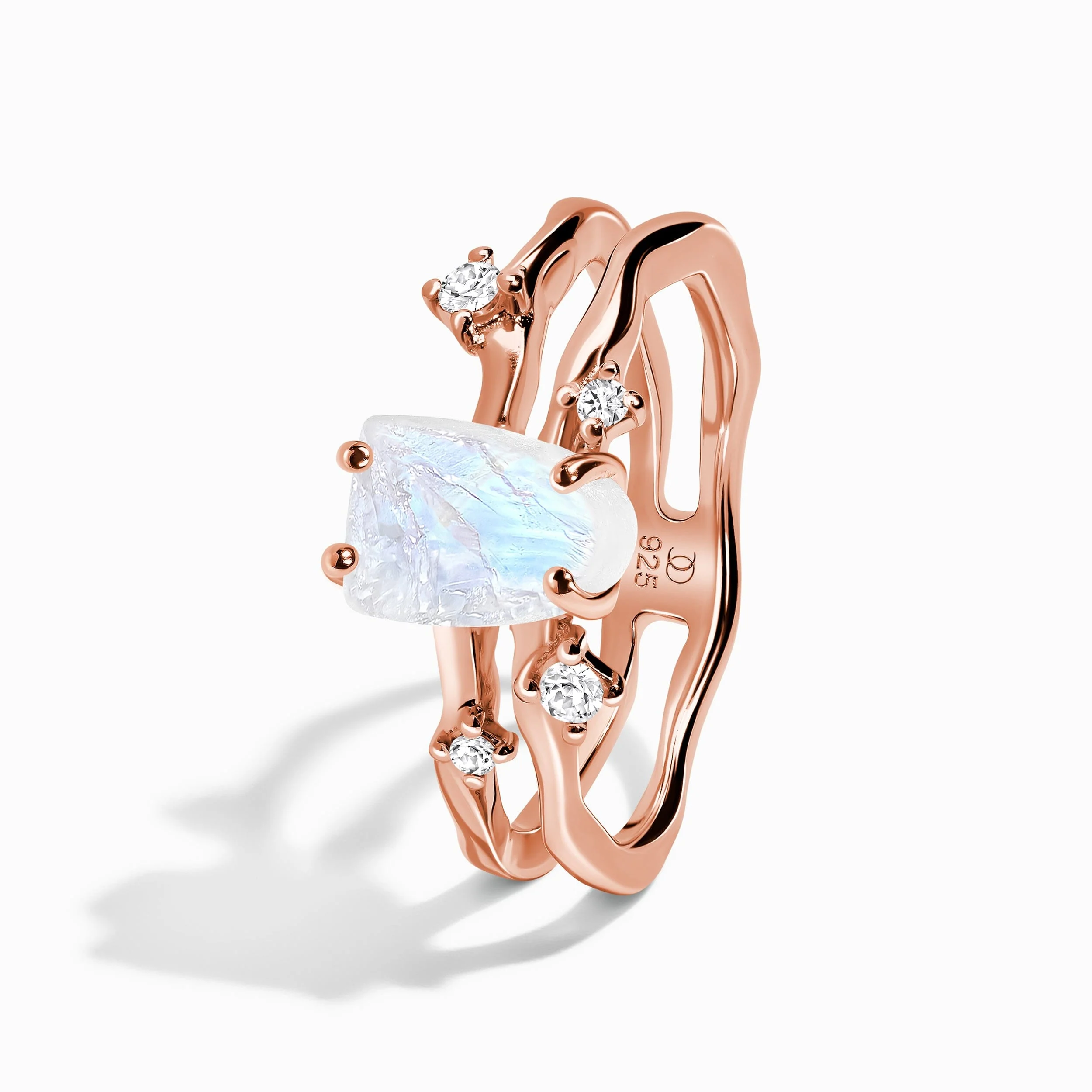 Moonstone Lab Diamond Ring - Flow - Image 16