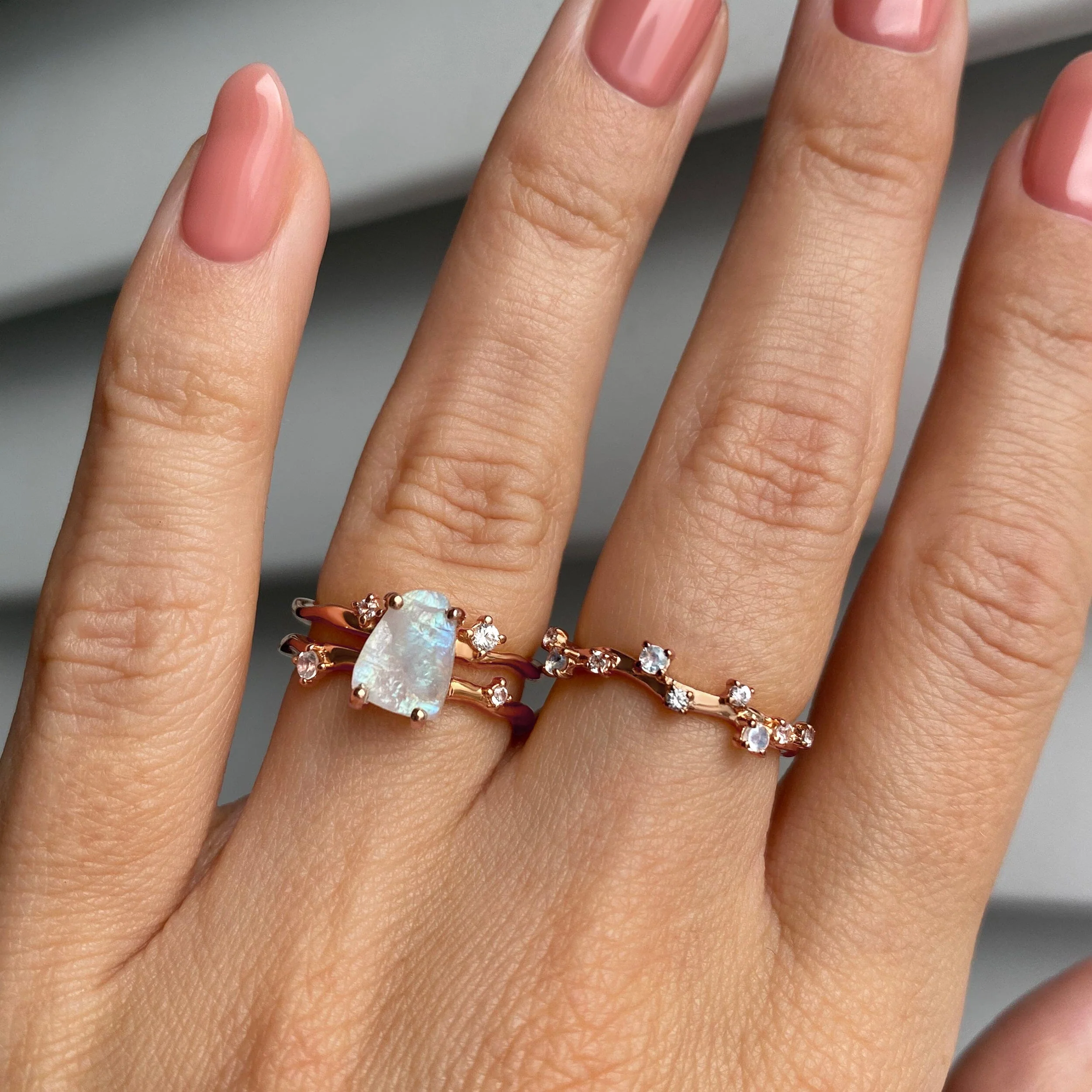 Moonstone Lab Diamond Flow & Stardust Rings - Image 18