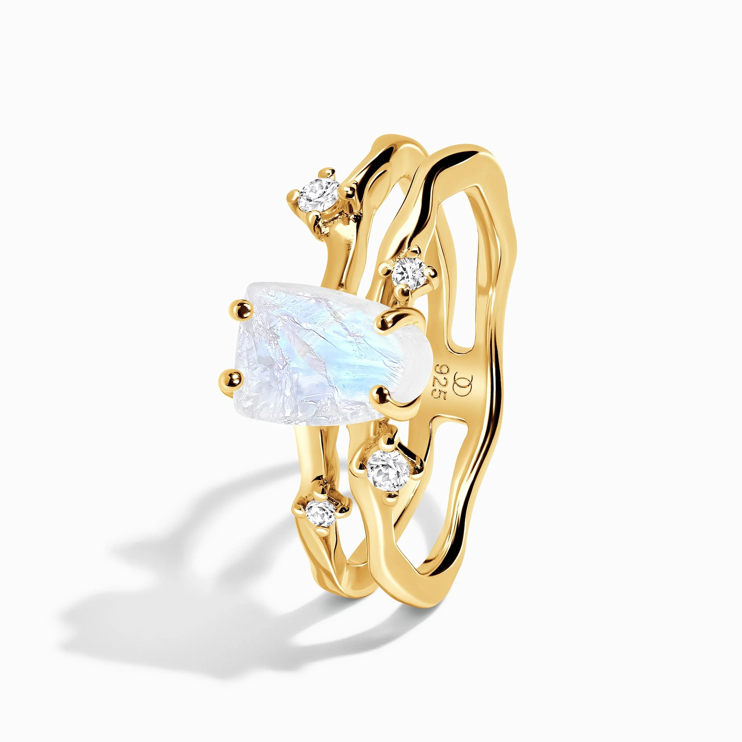 Moonstone Lab Diamond Ring - Flow - Image 17