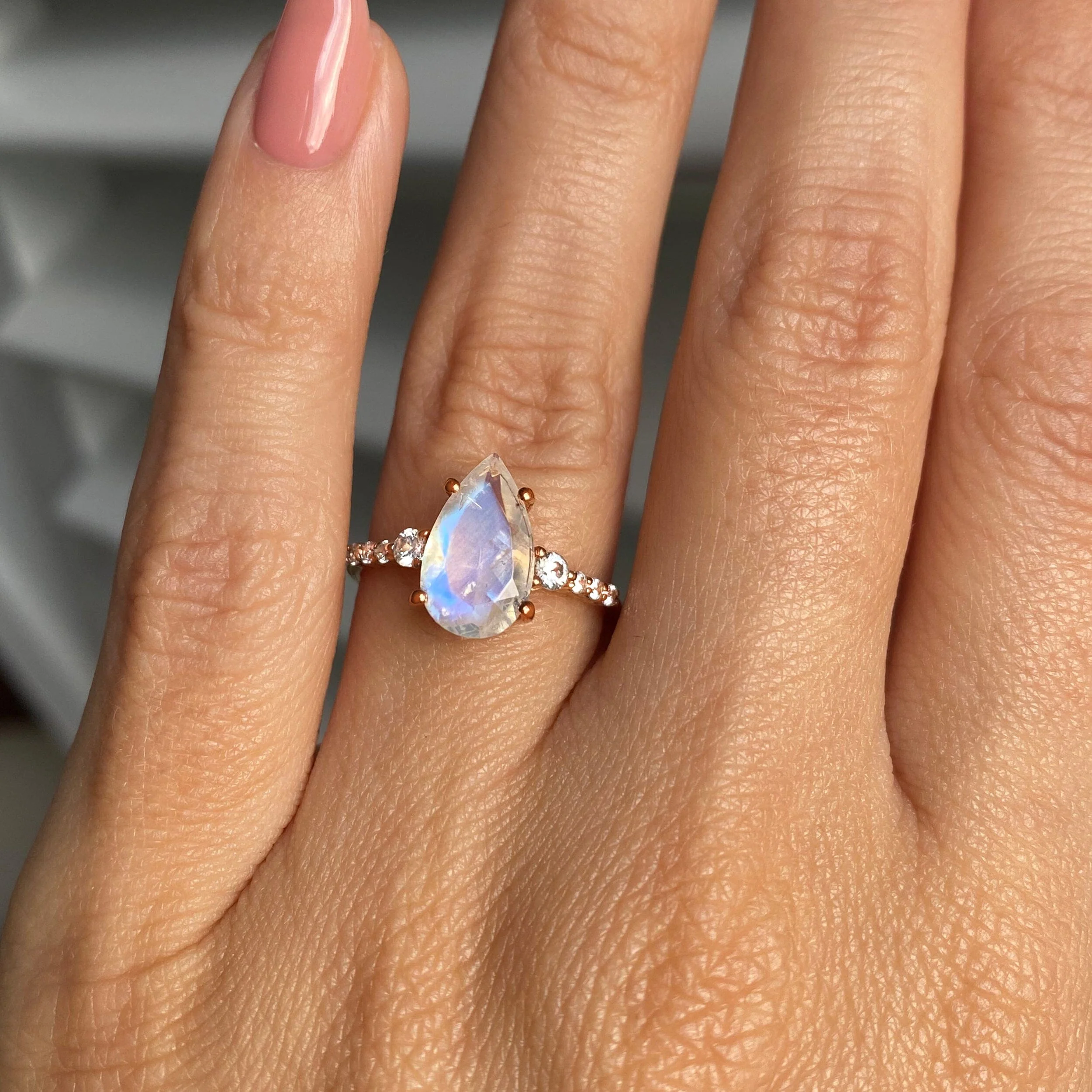Moonstone Lab Diamond Ring - Queen Of Lustre - Image 4