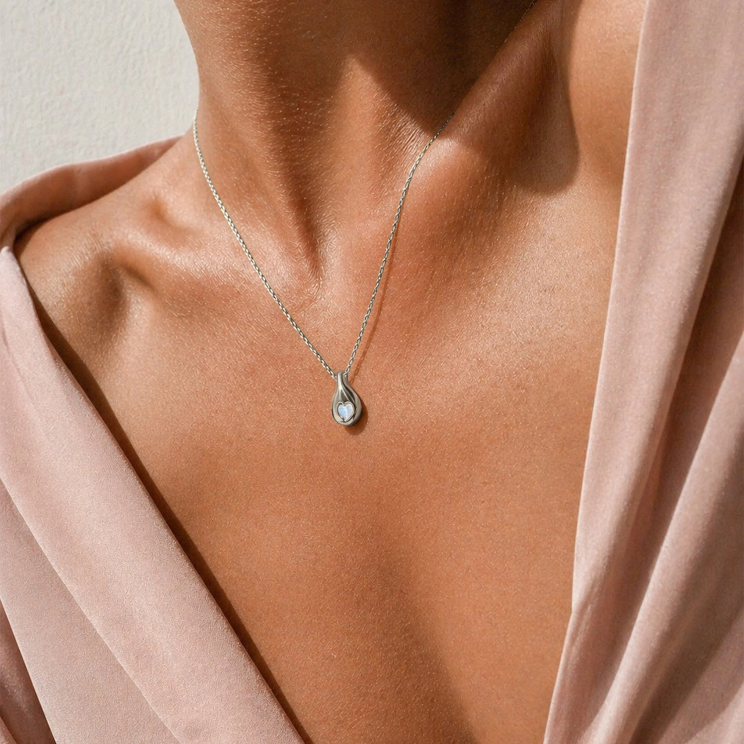 Moonstone Necklace - Hidden Heart - Image 2