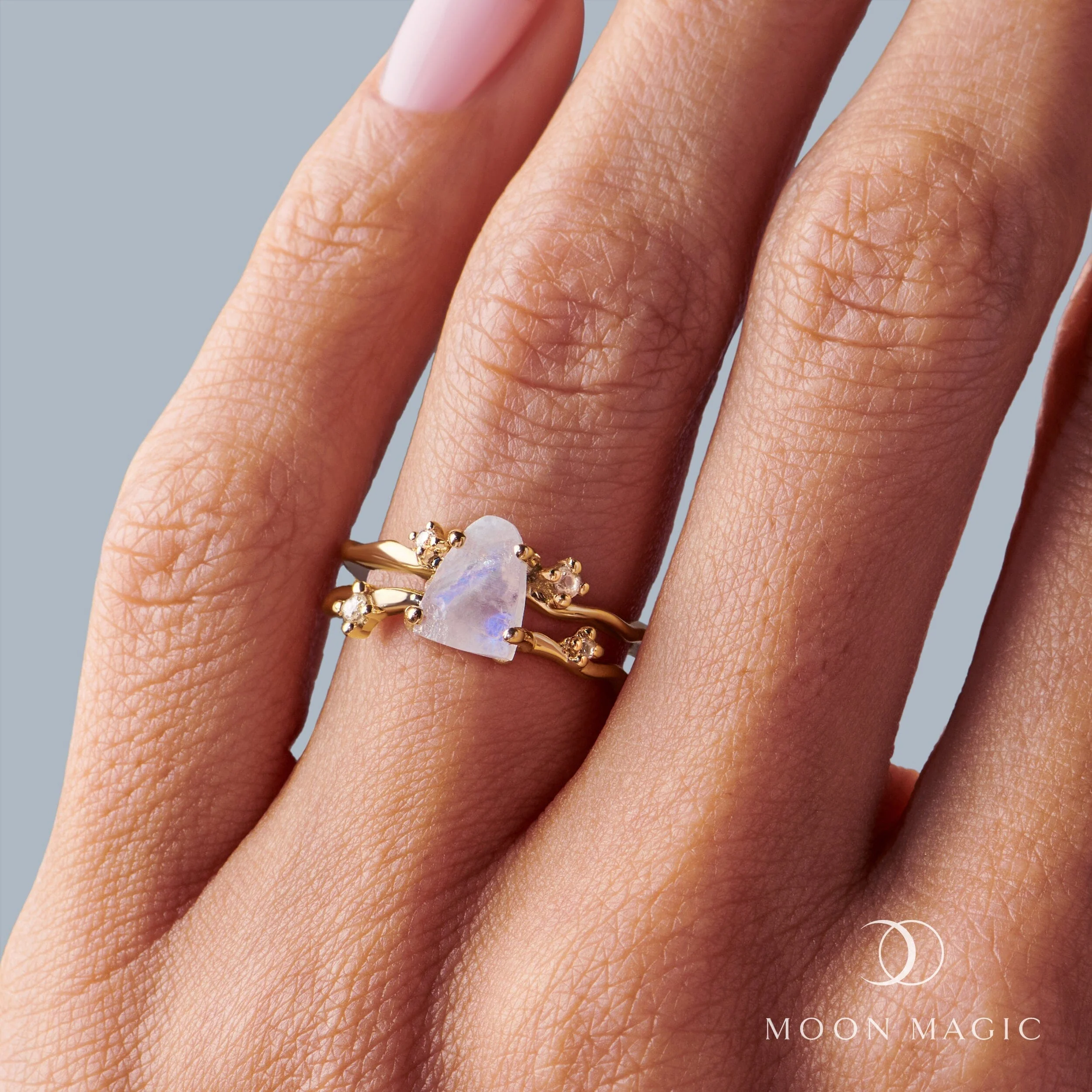 Moonstone Lab Diamond Ring - Flow - Image 25