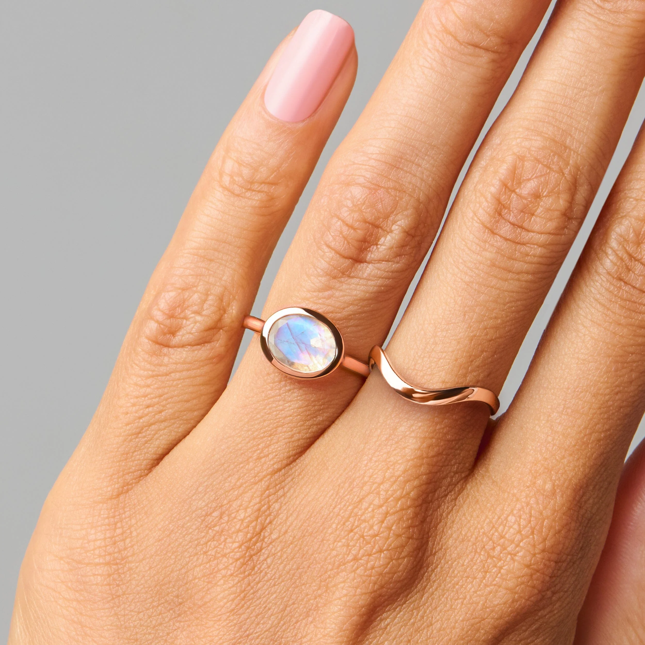 Moonstone Skin Touch Ring & Waves Band - Image 6