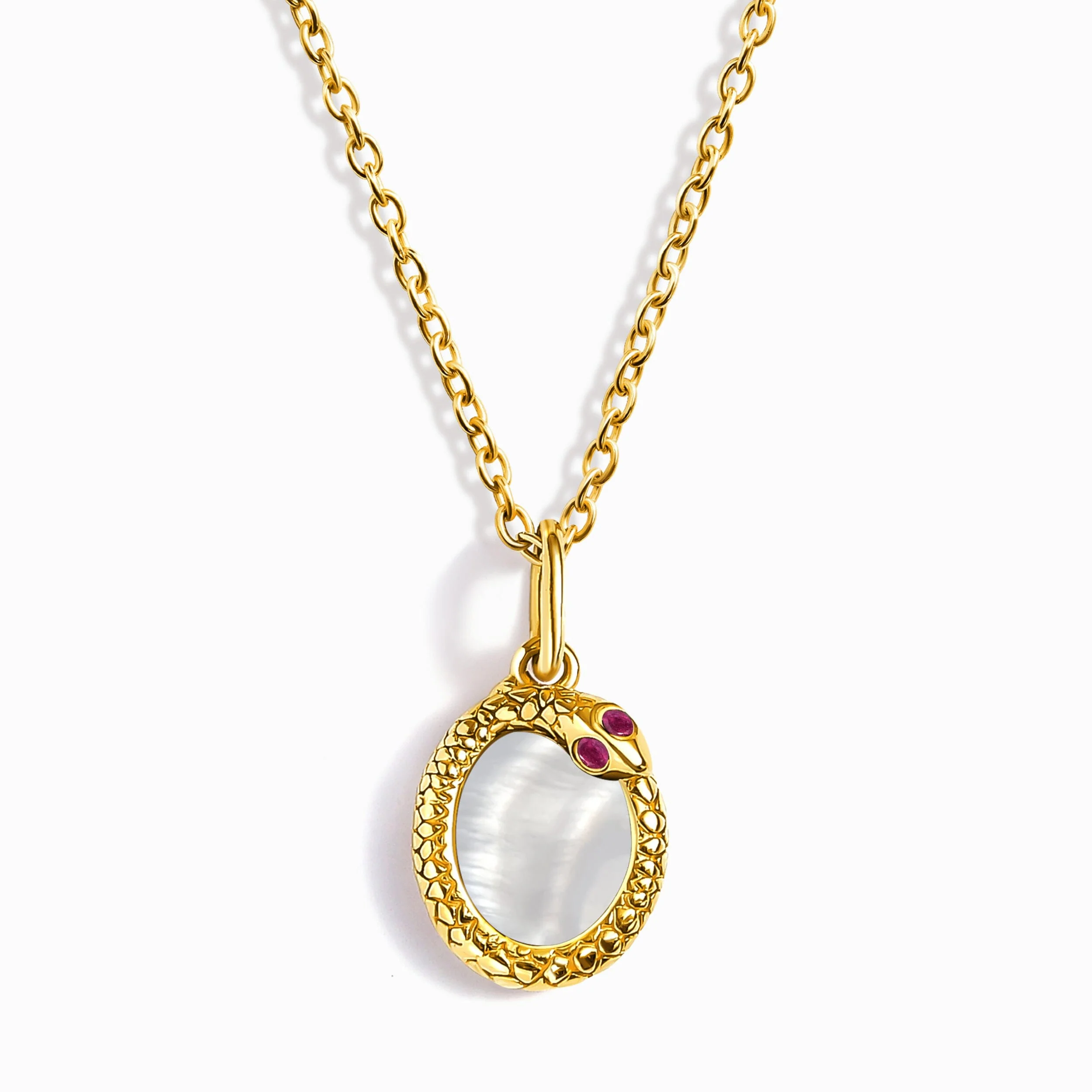 Mother of Pearl Ruby Necklace - Serpent - Image 3