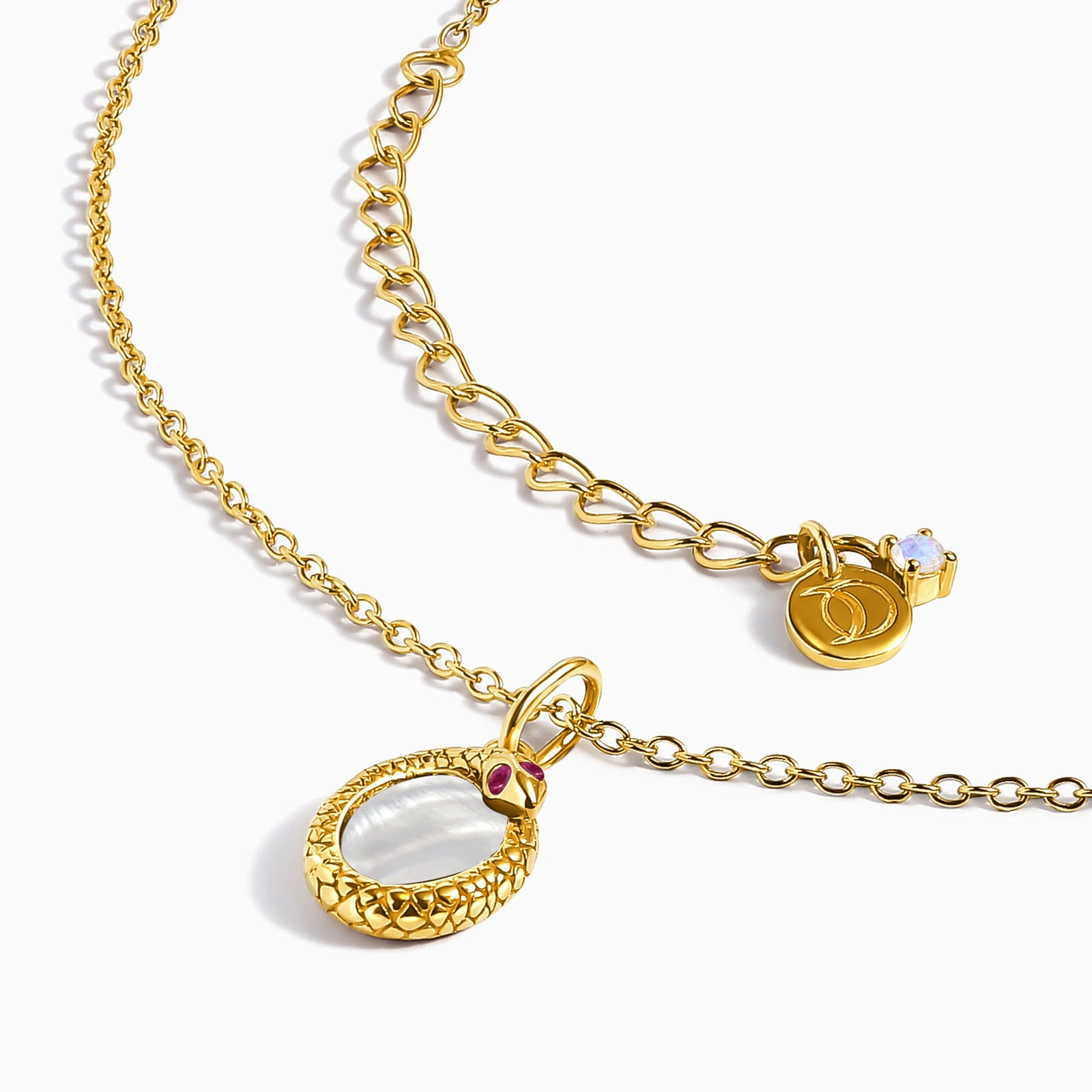 Mother of Pearl Ruby Necklace - Serpent - Image 7