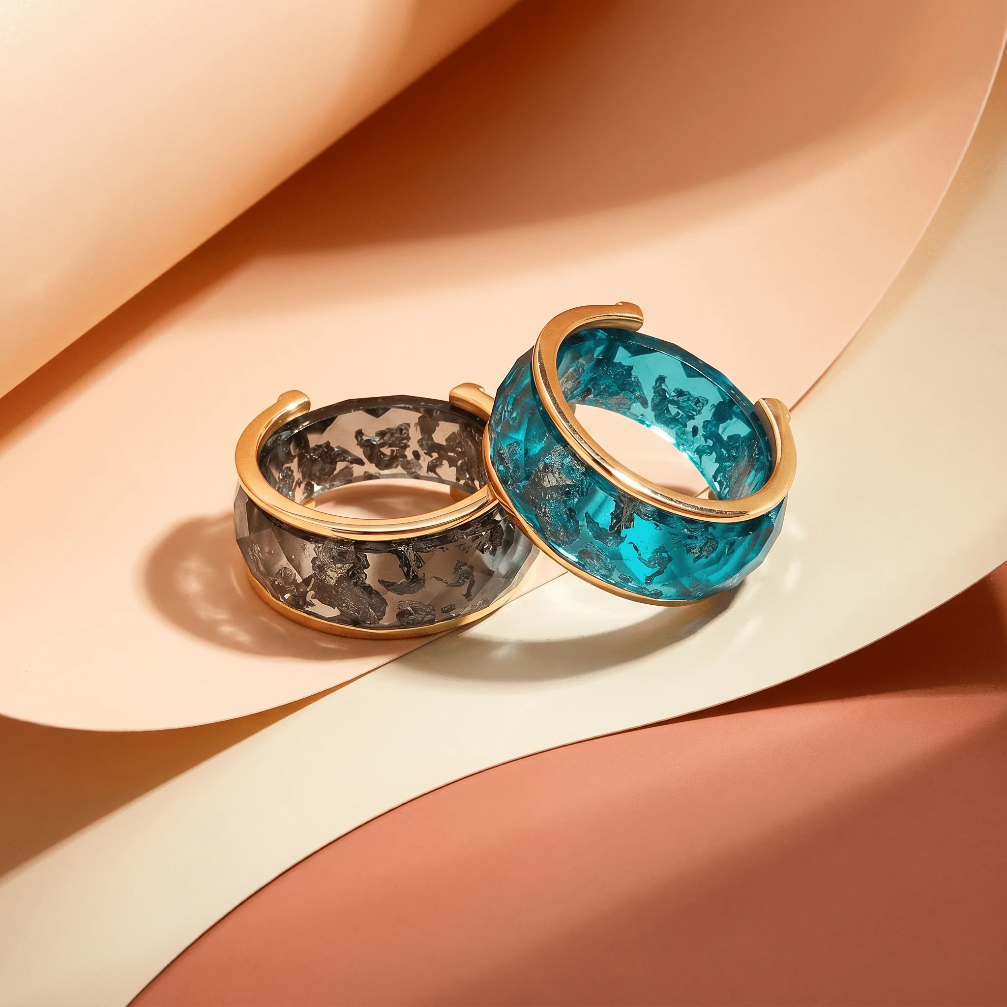 Night Sky & Ocean Blue Resin Rings Set - Image 17