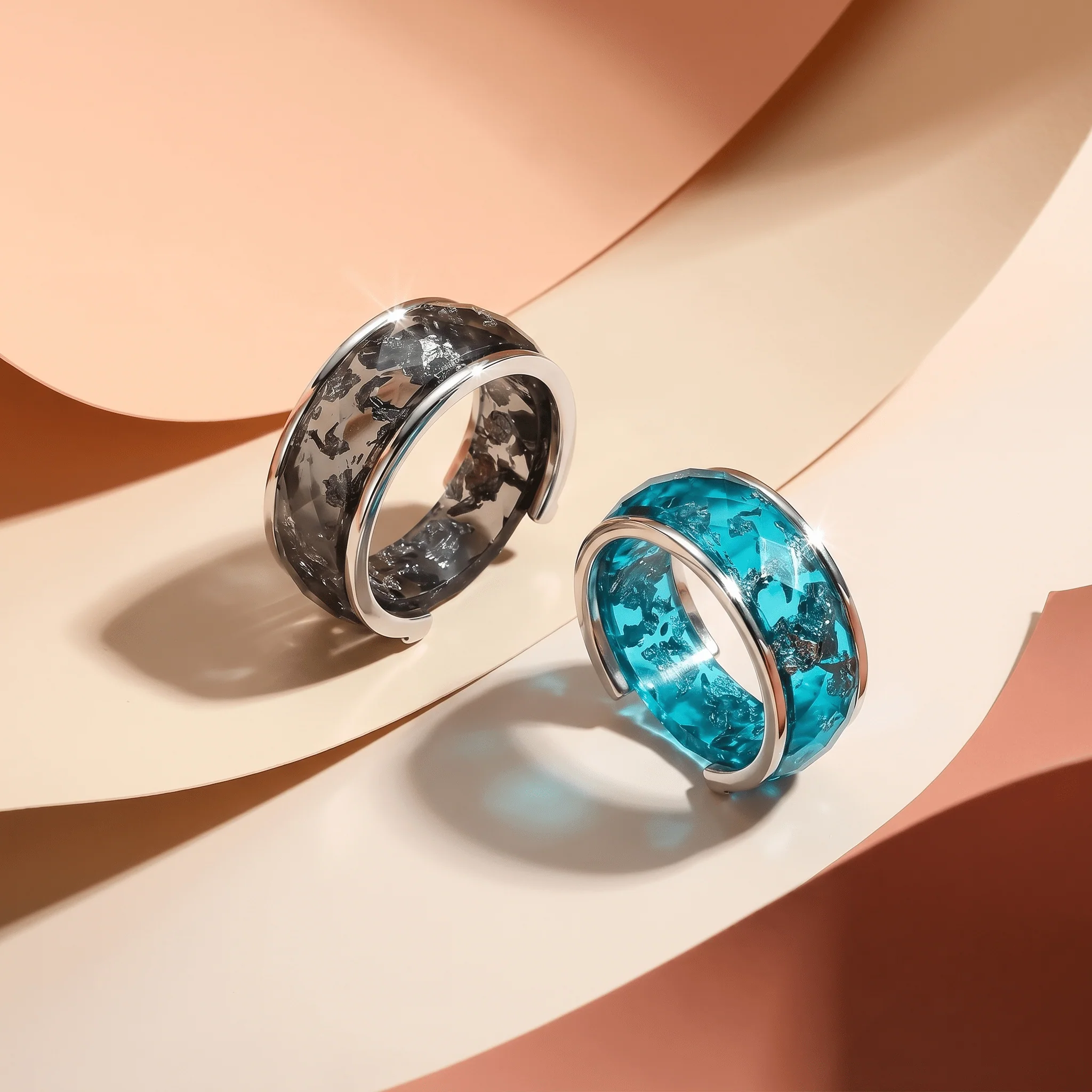 Night Sky & Ocean Blue Resin Rings Set - Image 18