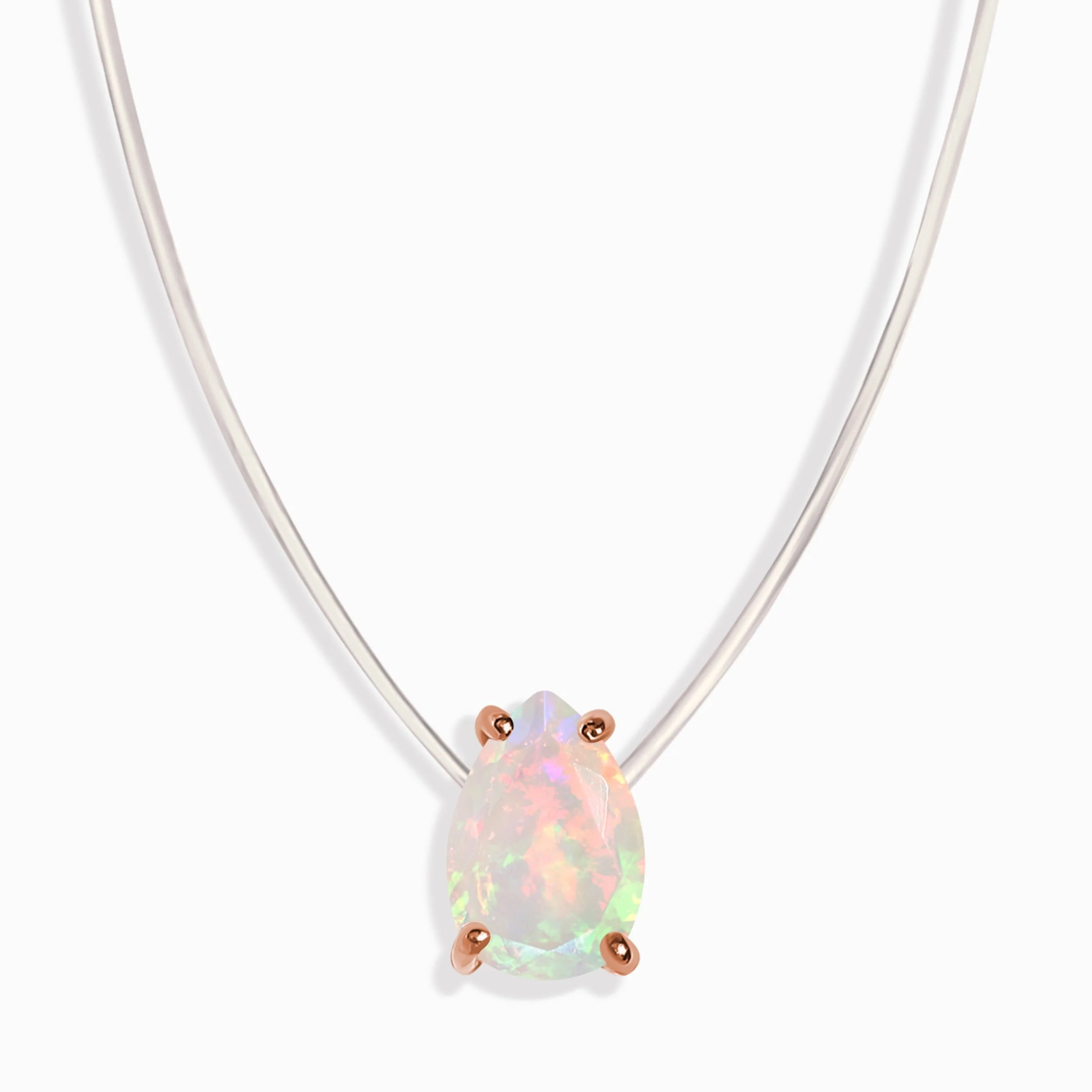 Opal Necklace Floating Sway - October Birthstone - Image 3