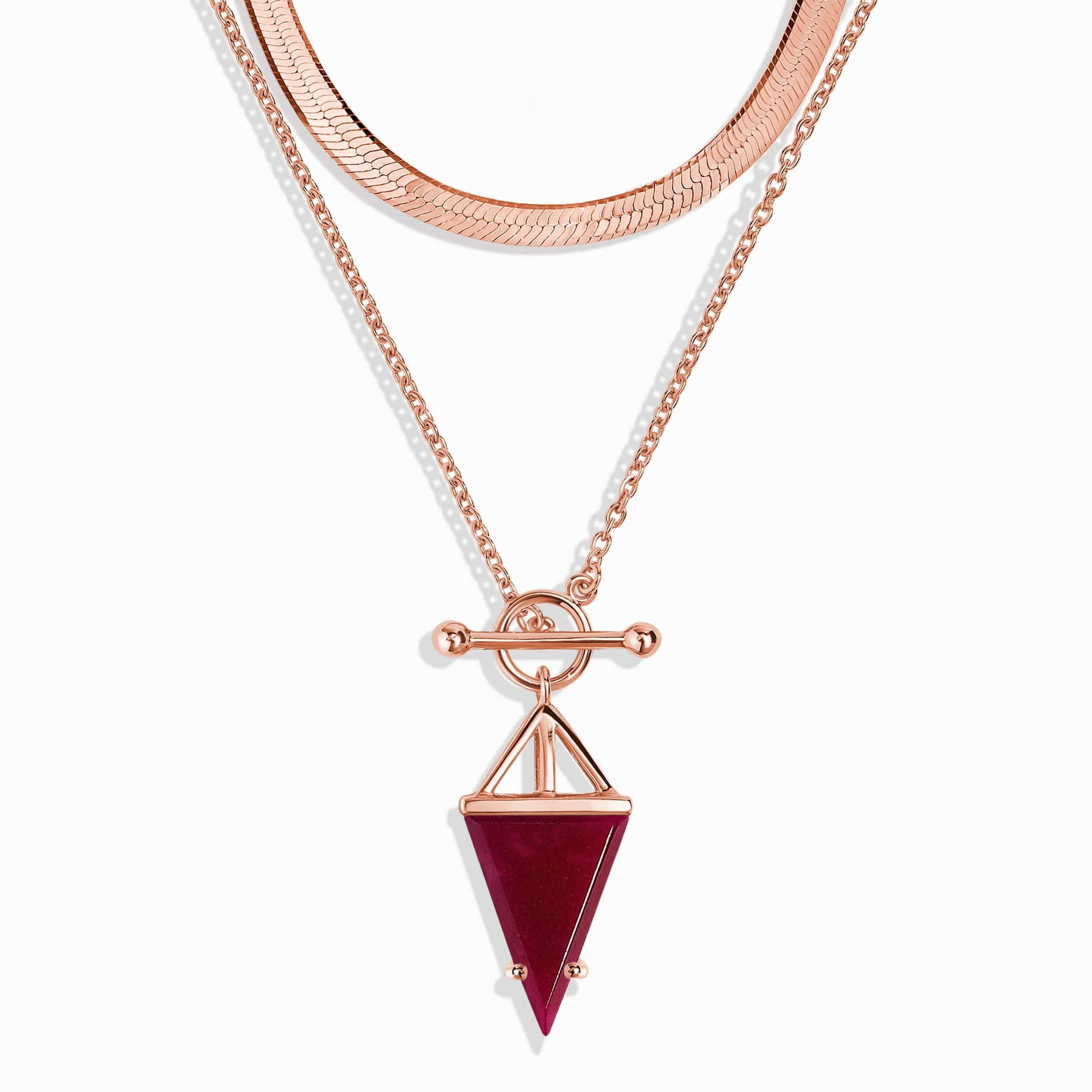 Pink Quartz Heroine & Herringbone Necklaces - Image 3