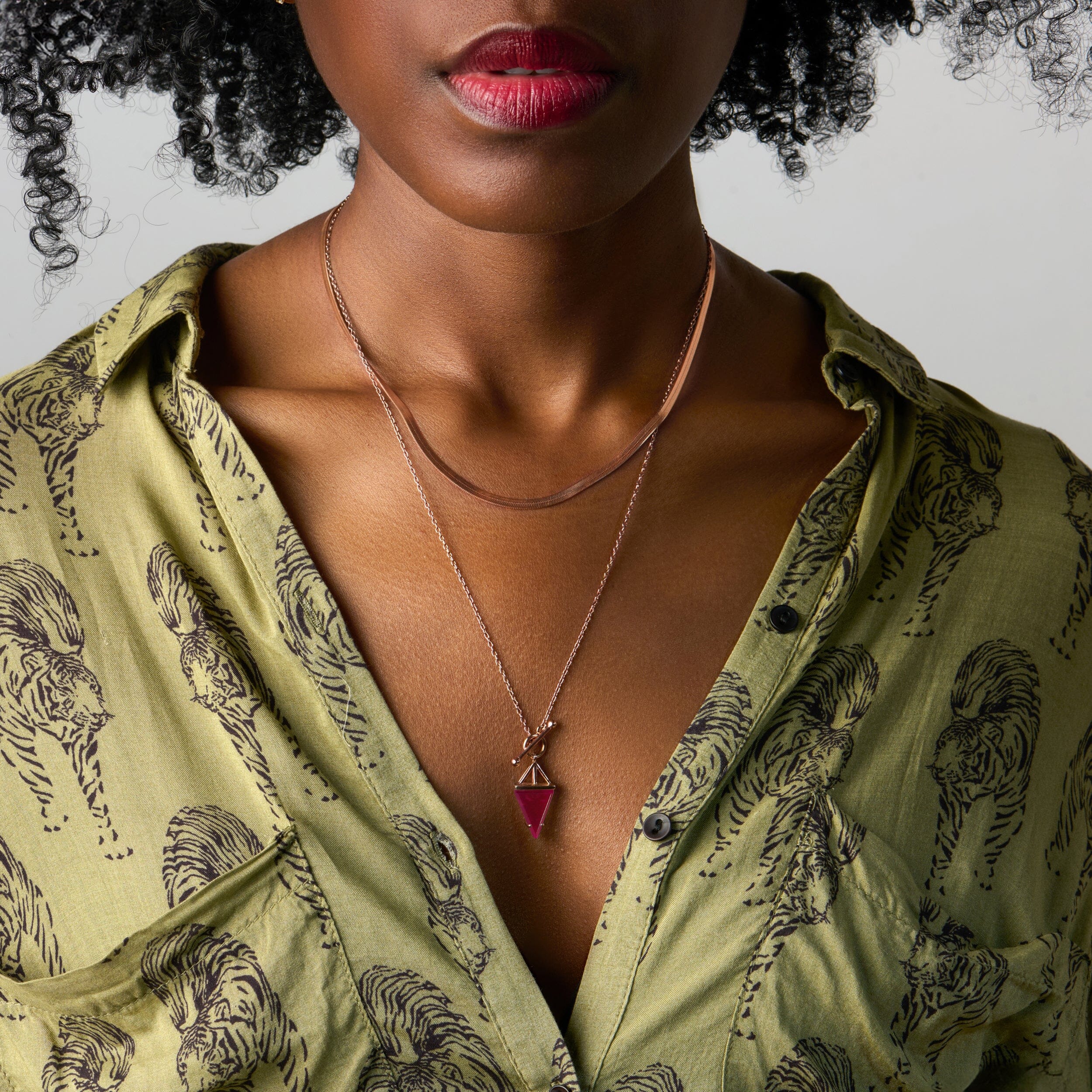 Pink Quartz Heroine & Herringbone Necklaces - Image 4
