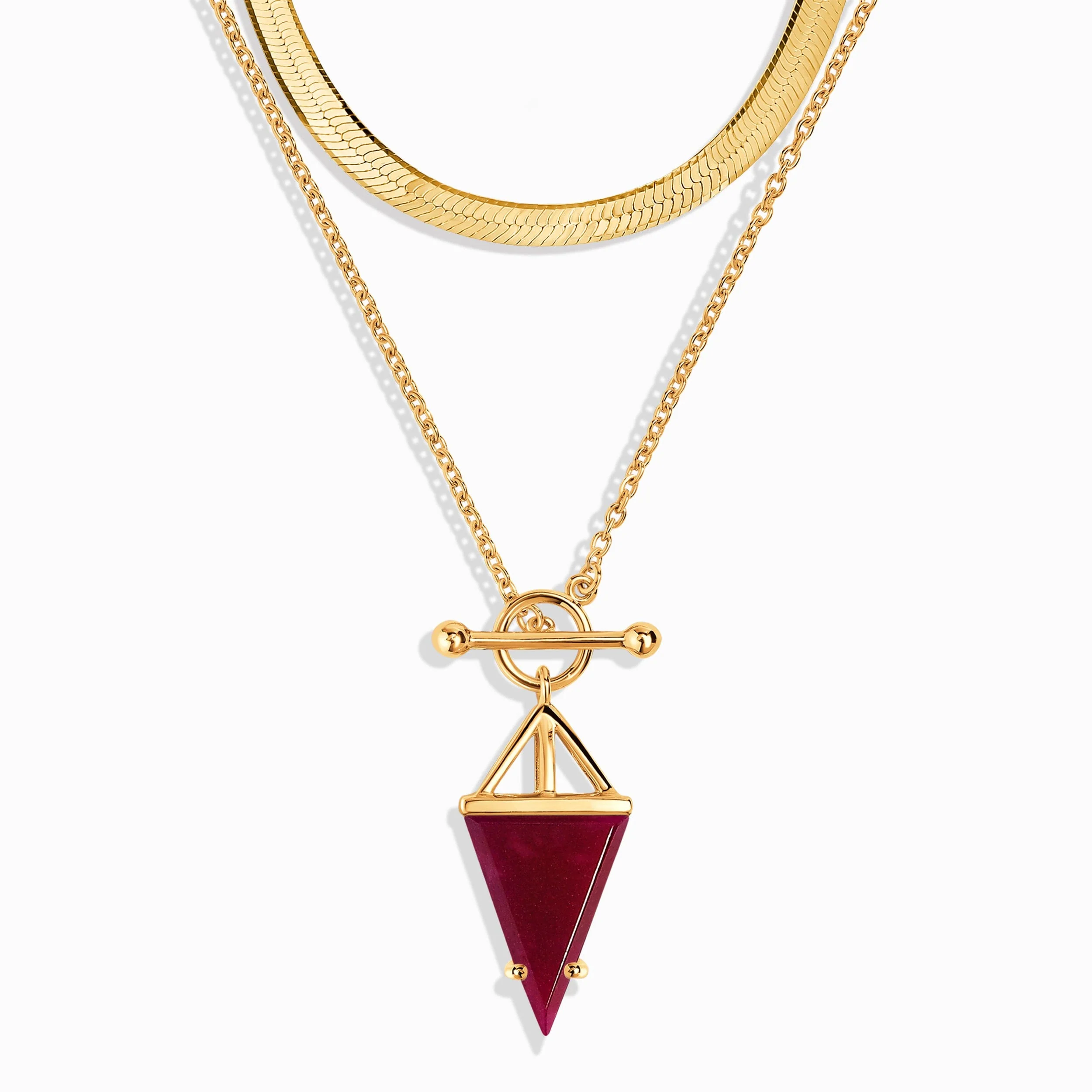 Pink Quartz Heroine & Herringbone Necklaces - Image 5