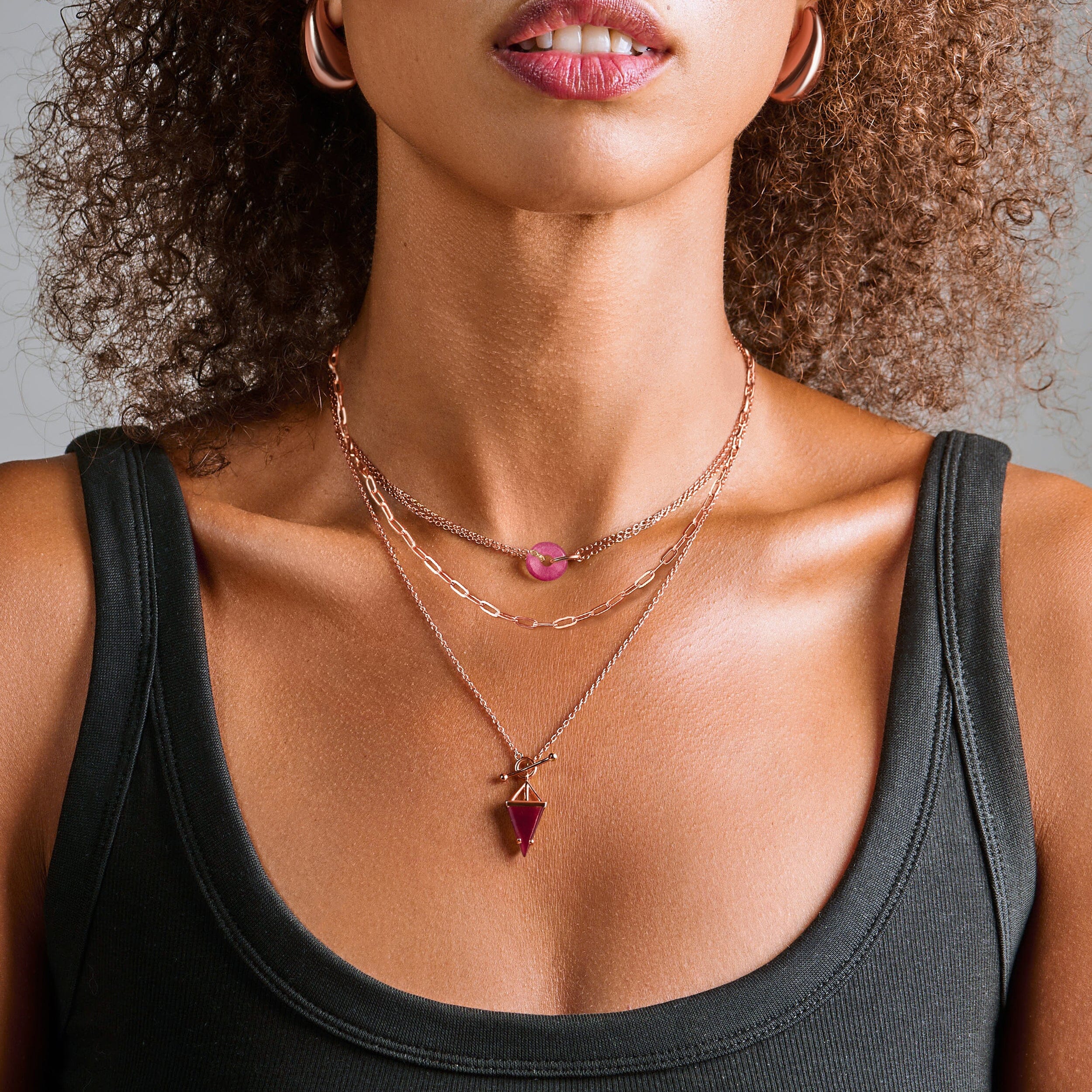 Pink Quartz Heroine & Ora & Widelink Necklaces - Image 4