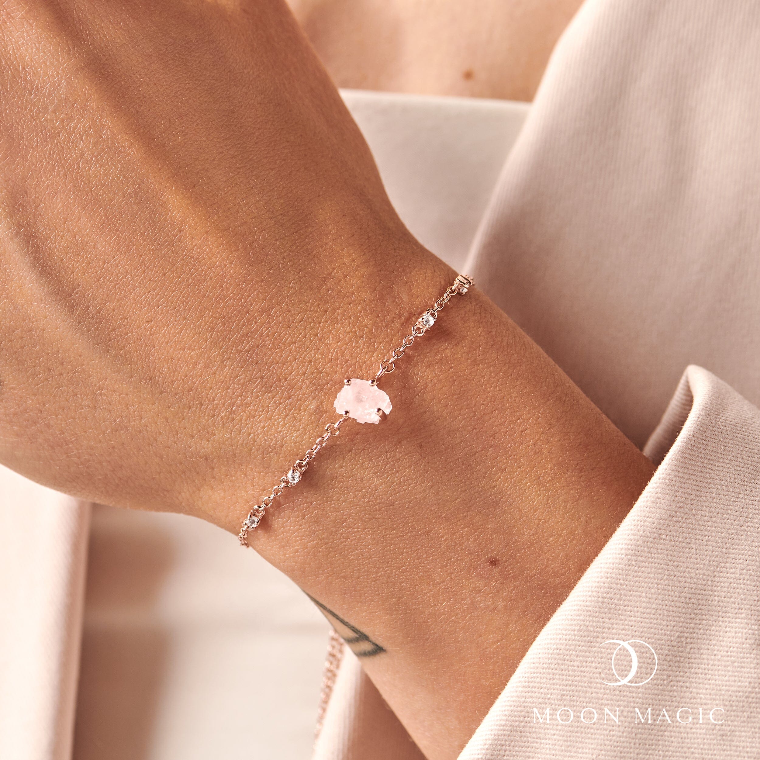 Raw Crystal Bracelet - Rose Quartz 'Self Love' - Image 15