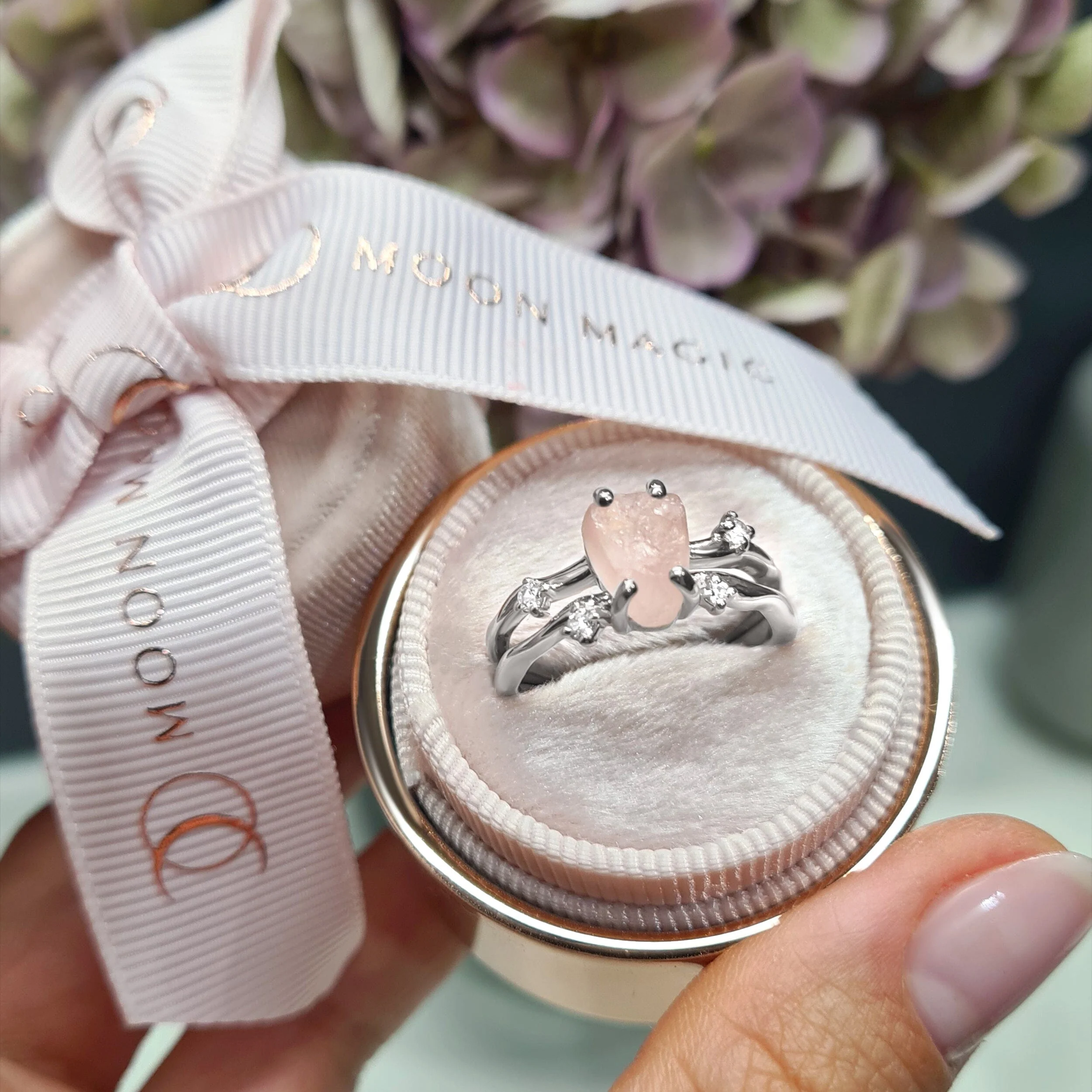 Raw Crystal Ring - Flow Rose Quartz - Image 11