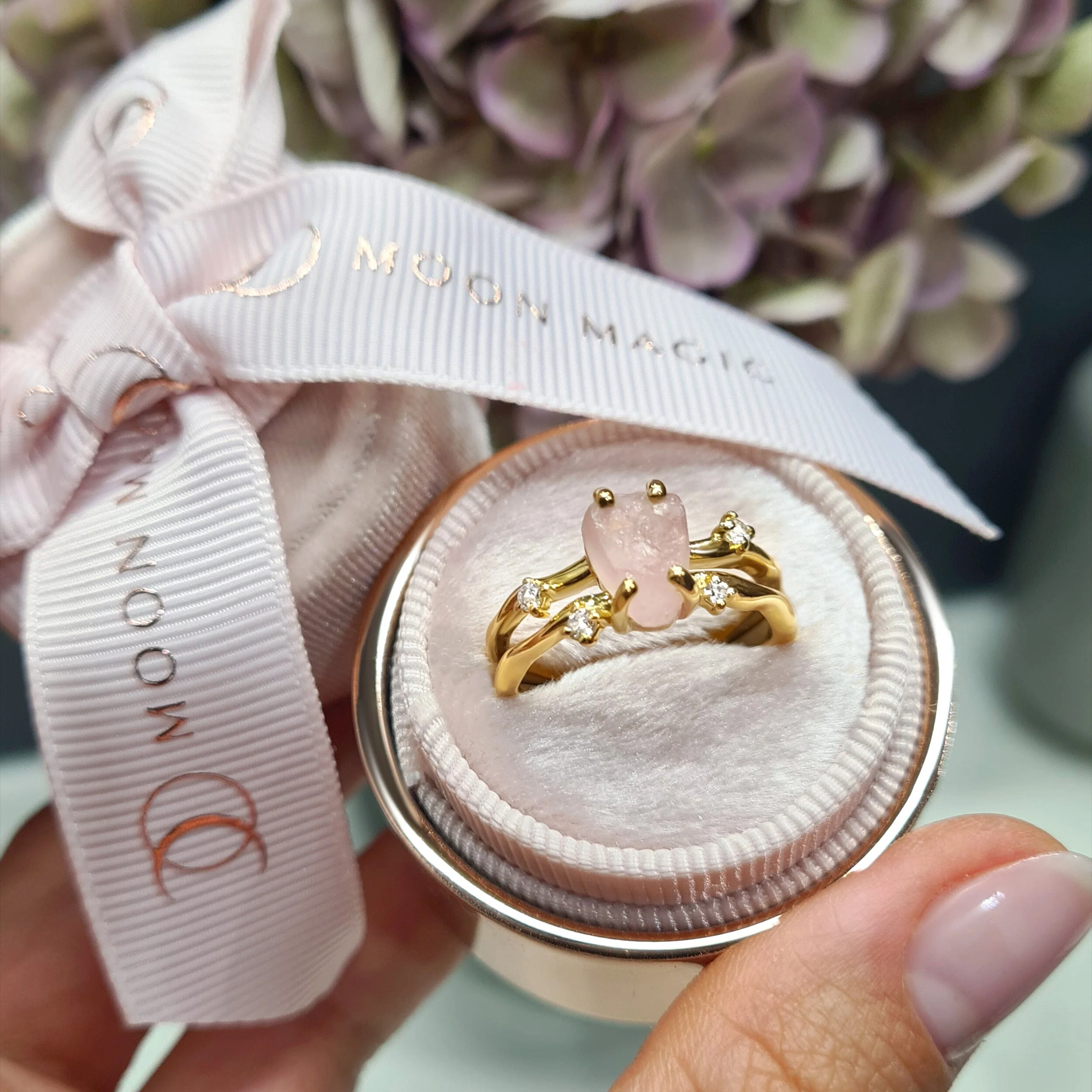 Raw Crystal Ring - Flow Rose Quartz - Image 19