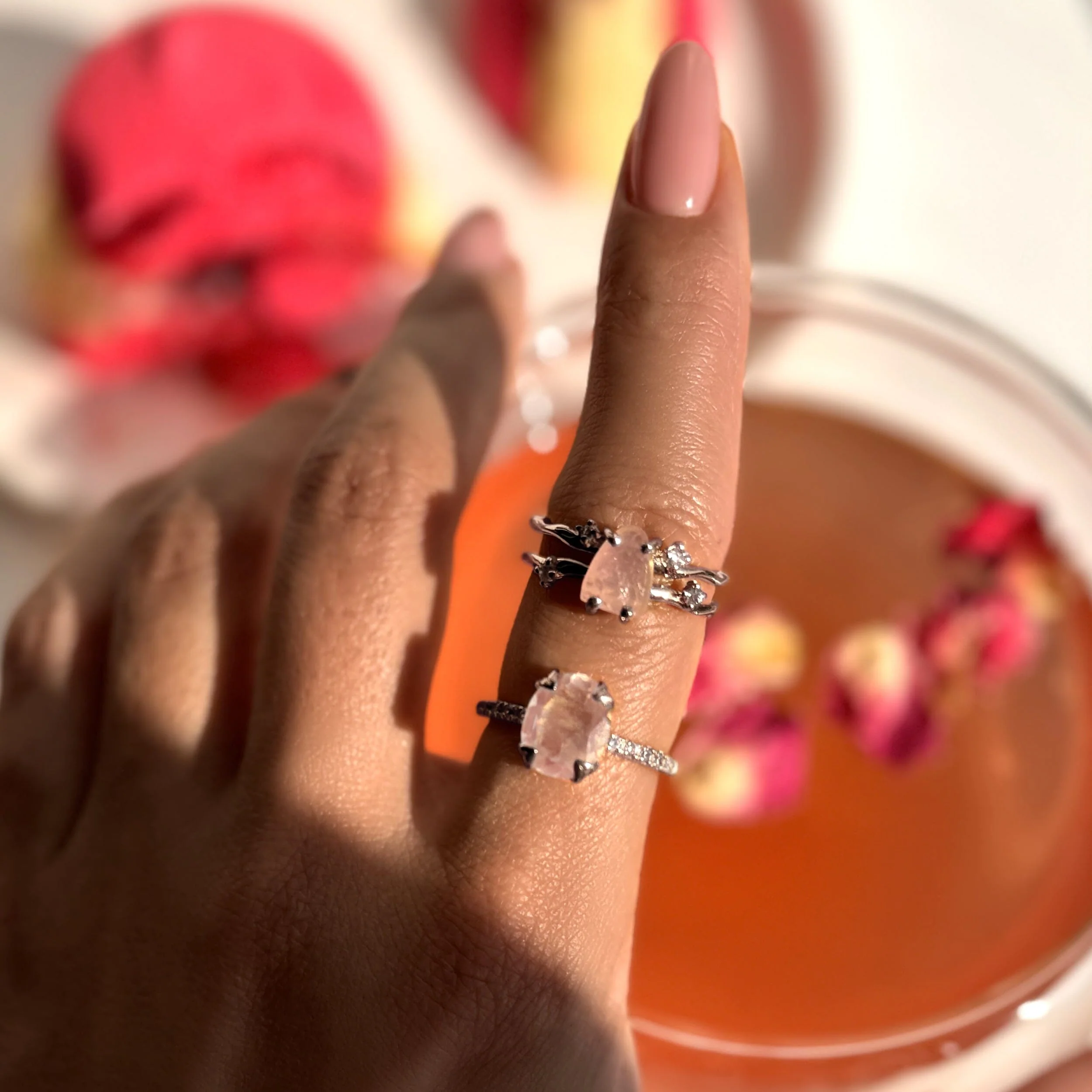 Raw Crystal Ring - Flow Rose Quartz - Image 8