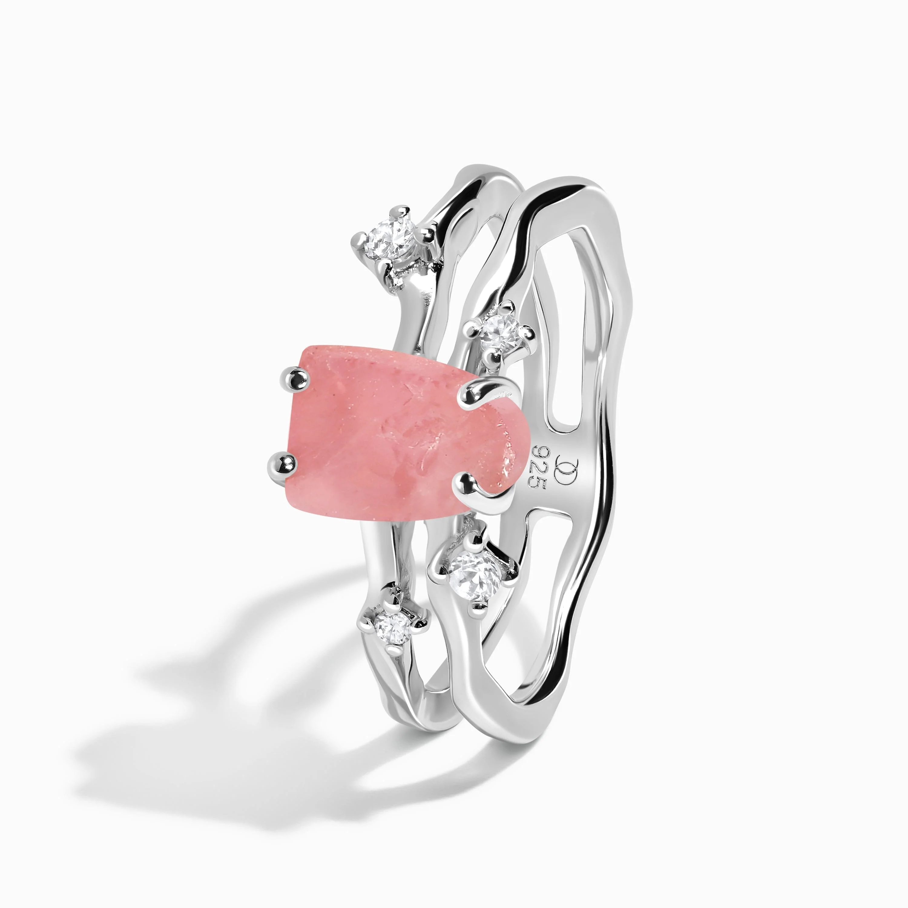 Raw Crystal Ring - Flow Rose Quartz - Image 9
