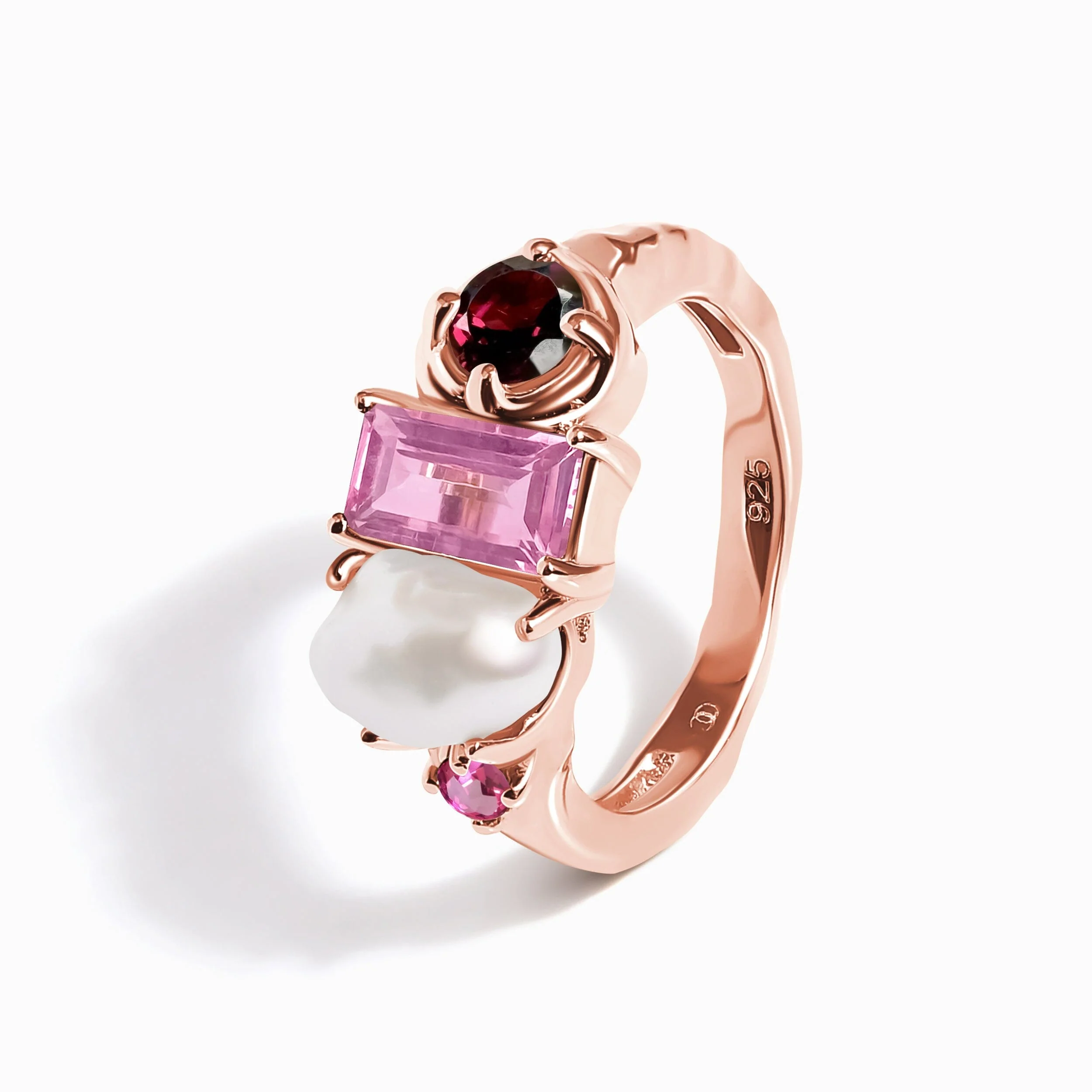 Rhodolite Garnet Treasure Ring & Waves Band - Image 11