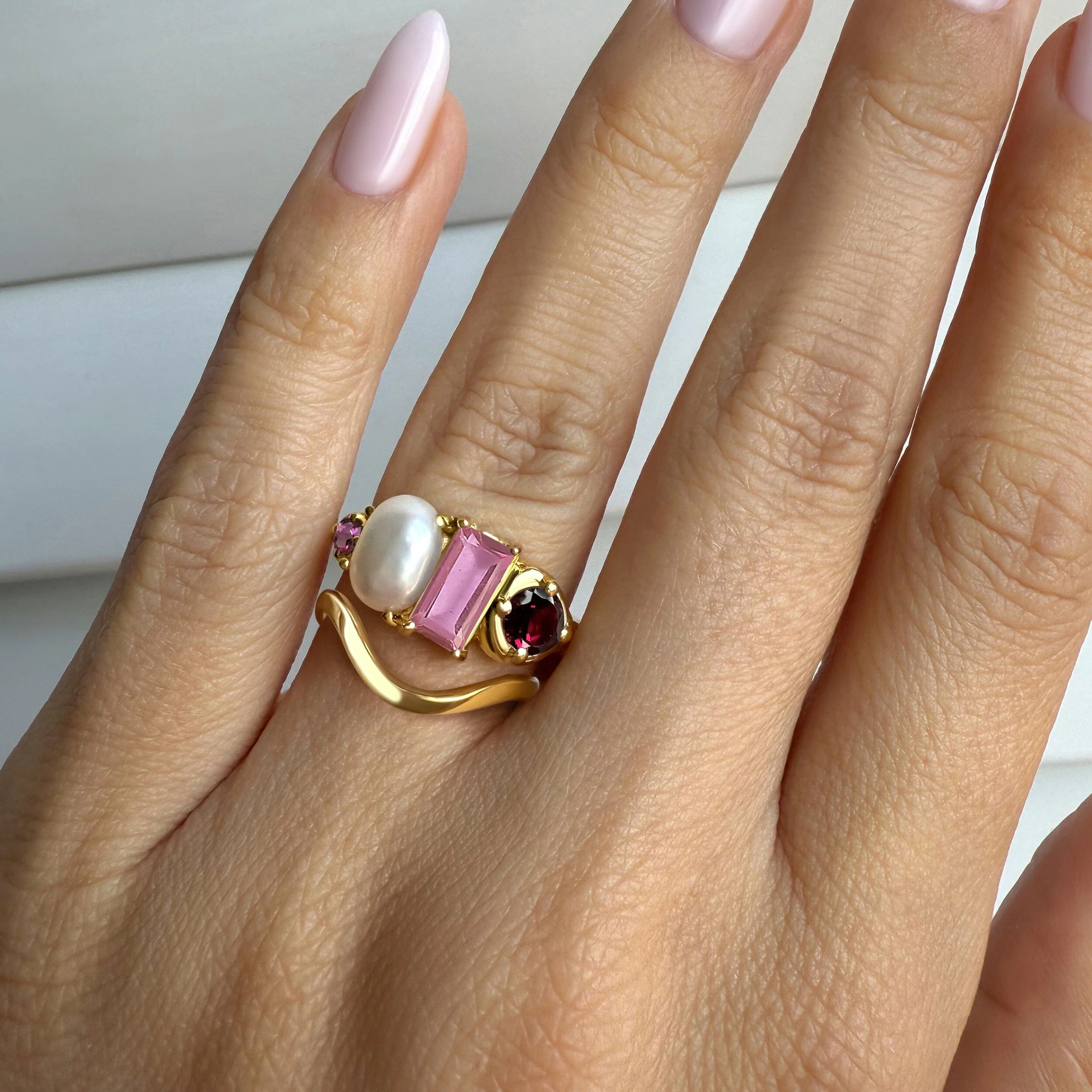Rhodolite Garnet Treasure Ring & Waves Band - Image 20
