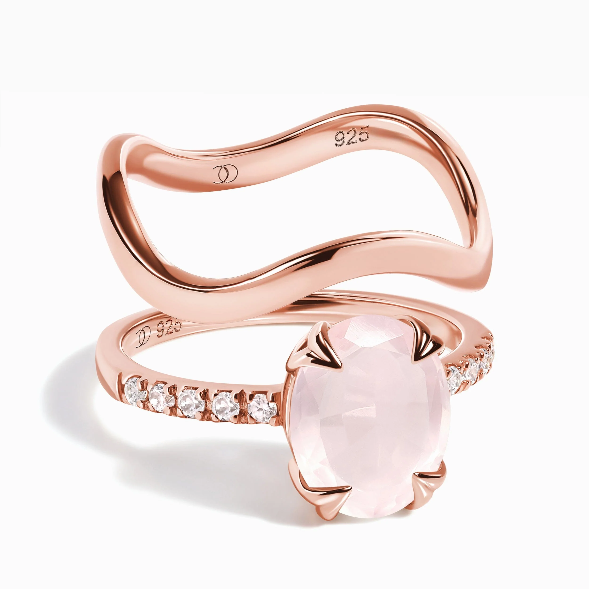 Rose Quartz Harlow & Waves Rings - Image 3