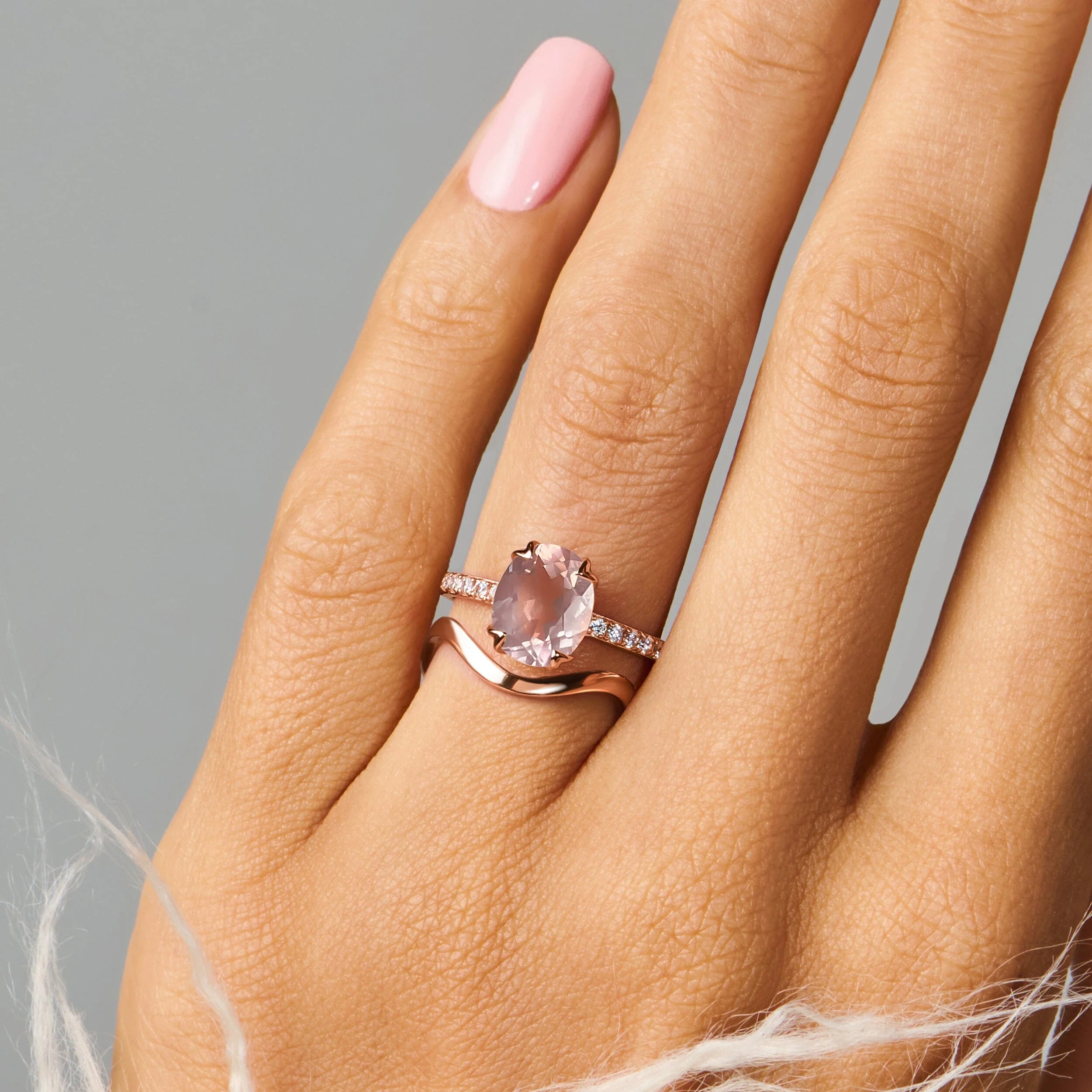 Rose Quartz Harlow & Waves Rings - Image 4